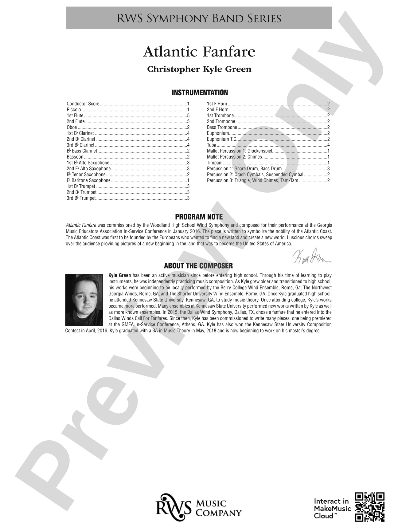 Atlantic Fanfare: Concert Band Conductor Score & Parts