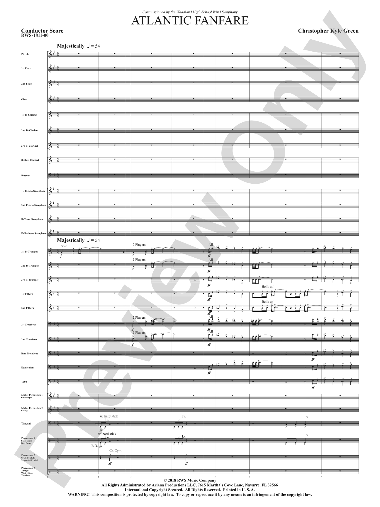 Atlantic Fanfare: Concert Band Conductor Score & Parts