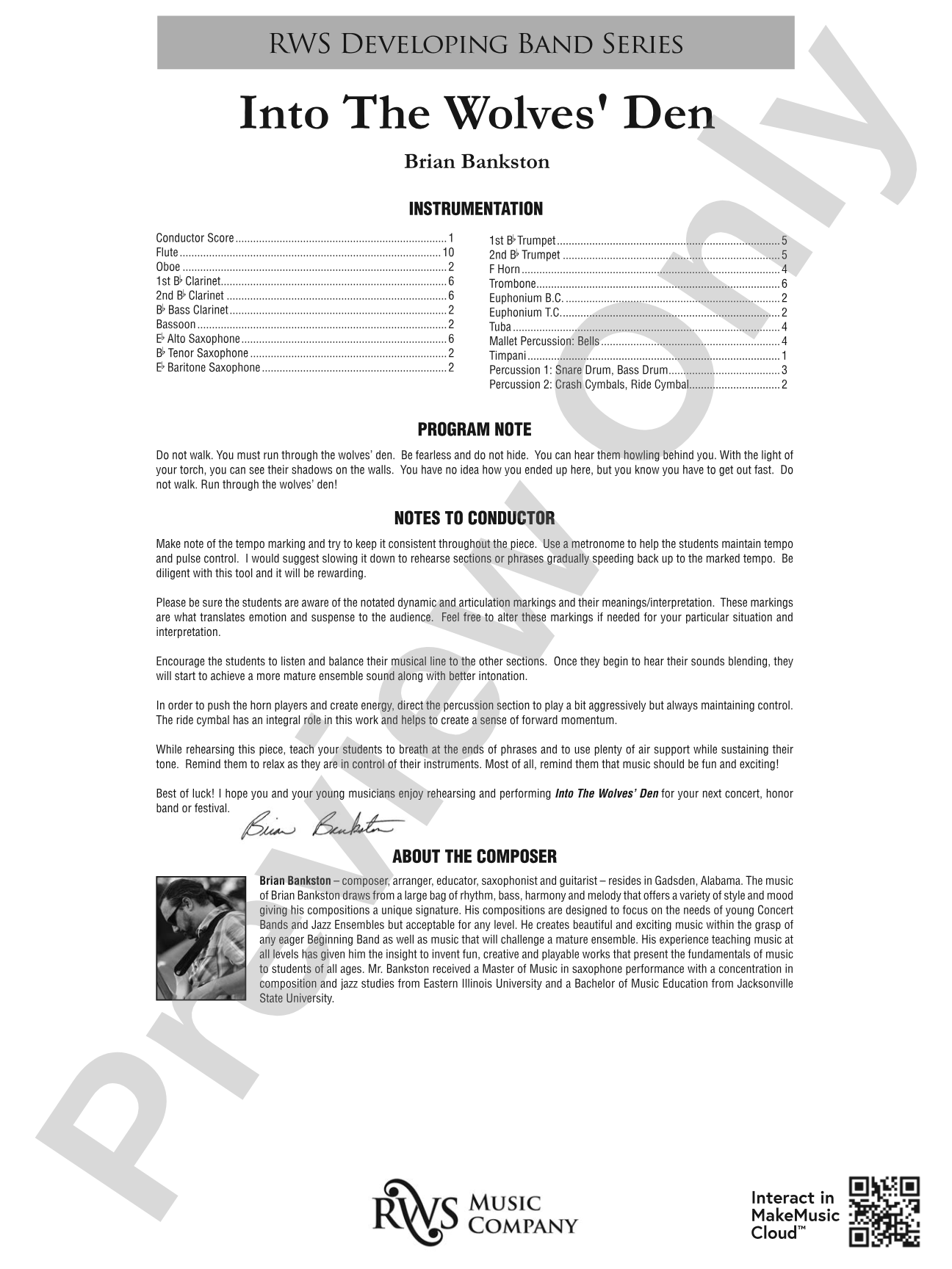 Into the Wolves' Den: Score