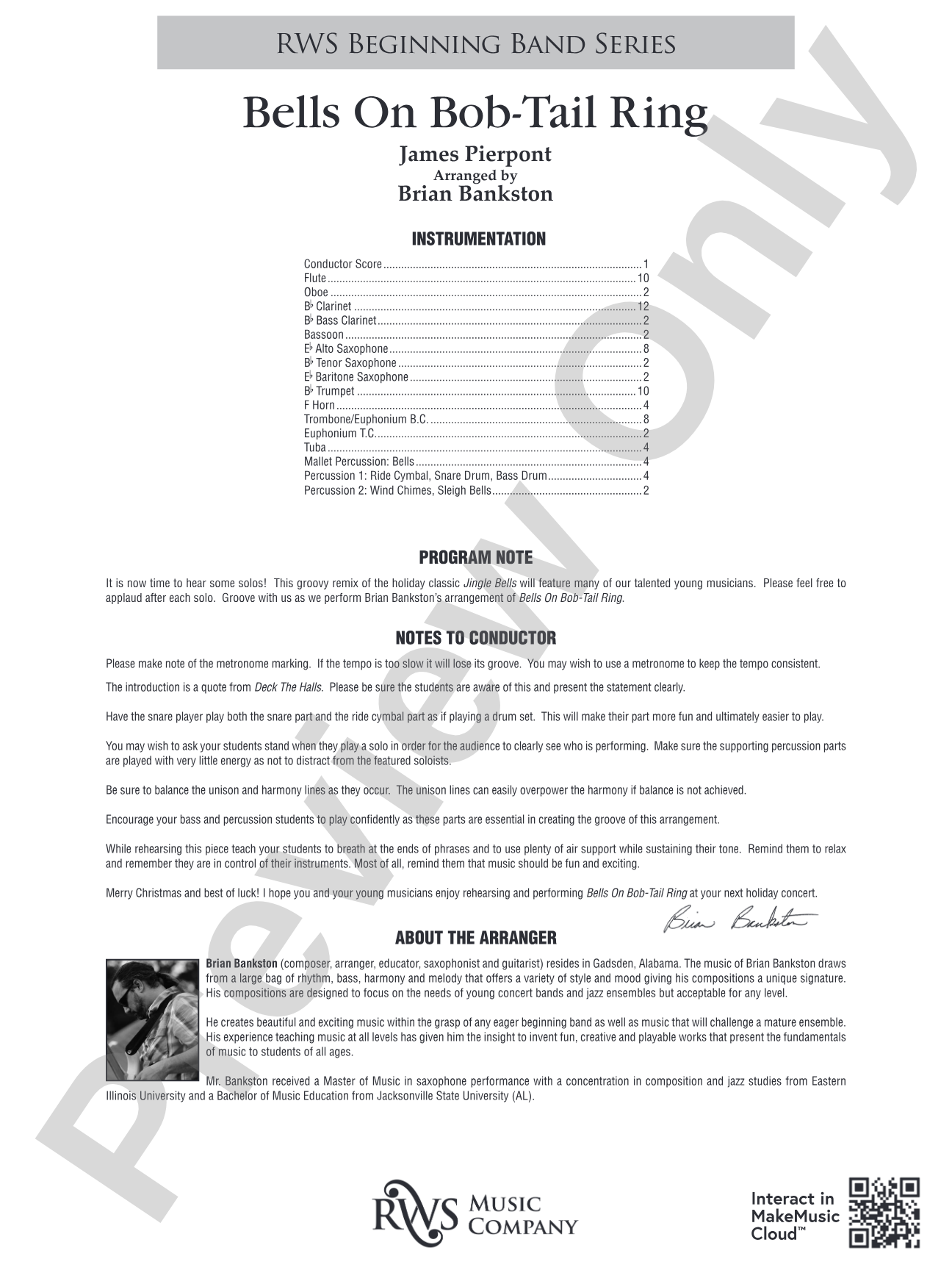 Bells on Bob-Tail Ring: Concert Band Conductor Score & Parts