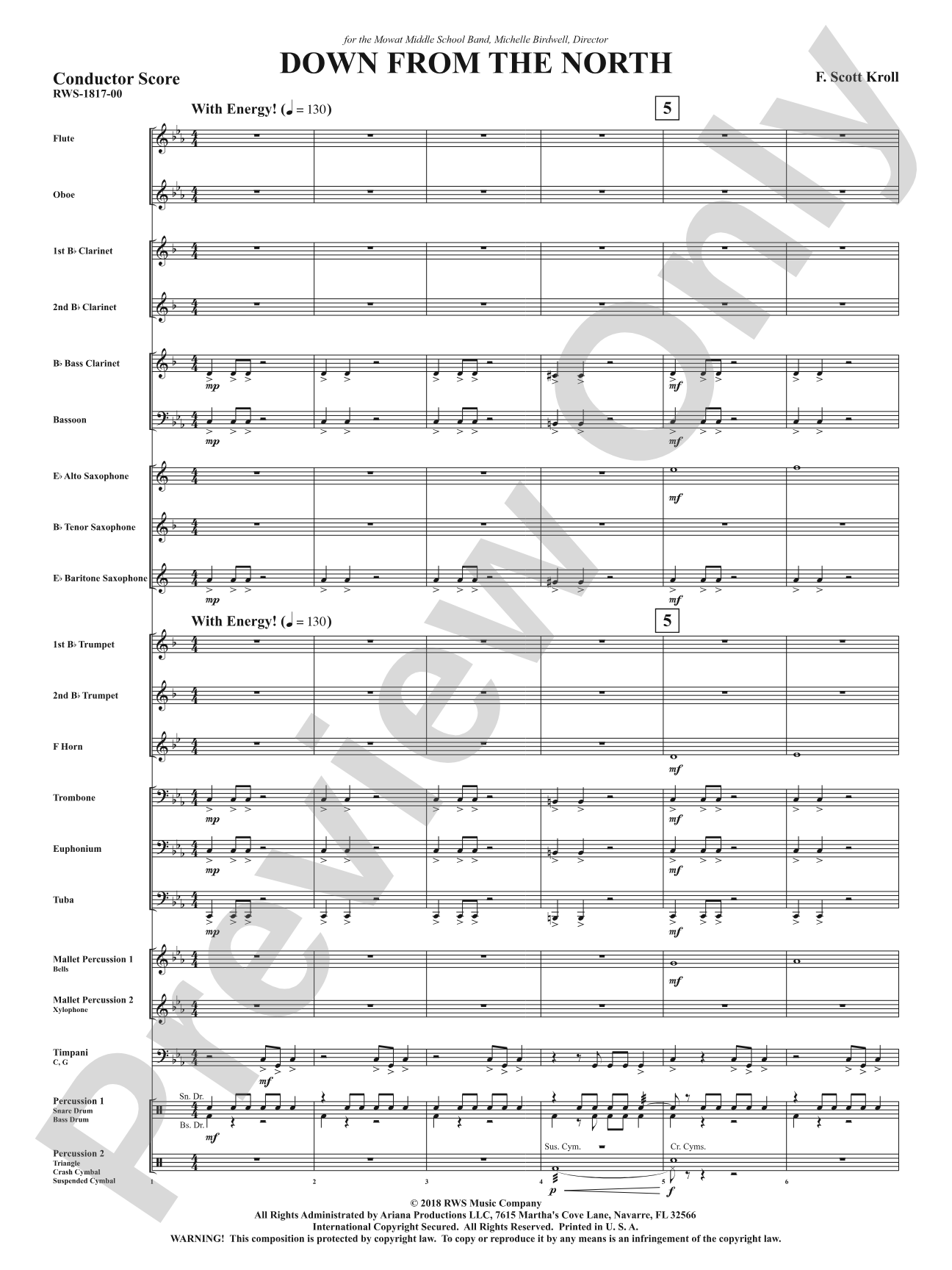 Down from the North: Concert Band Conductor Score & Parts
