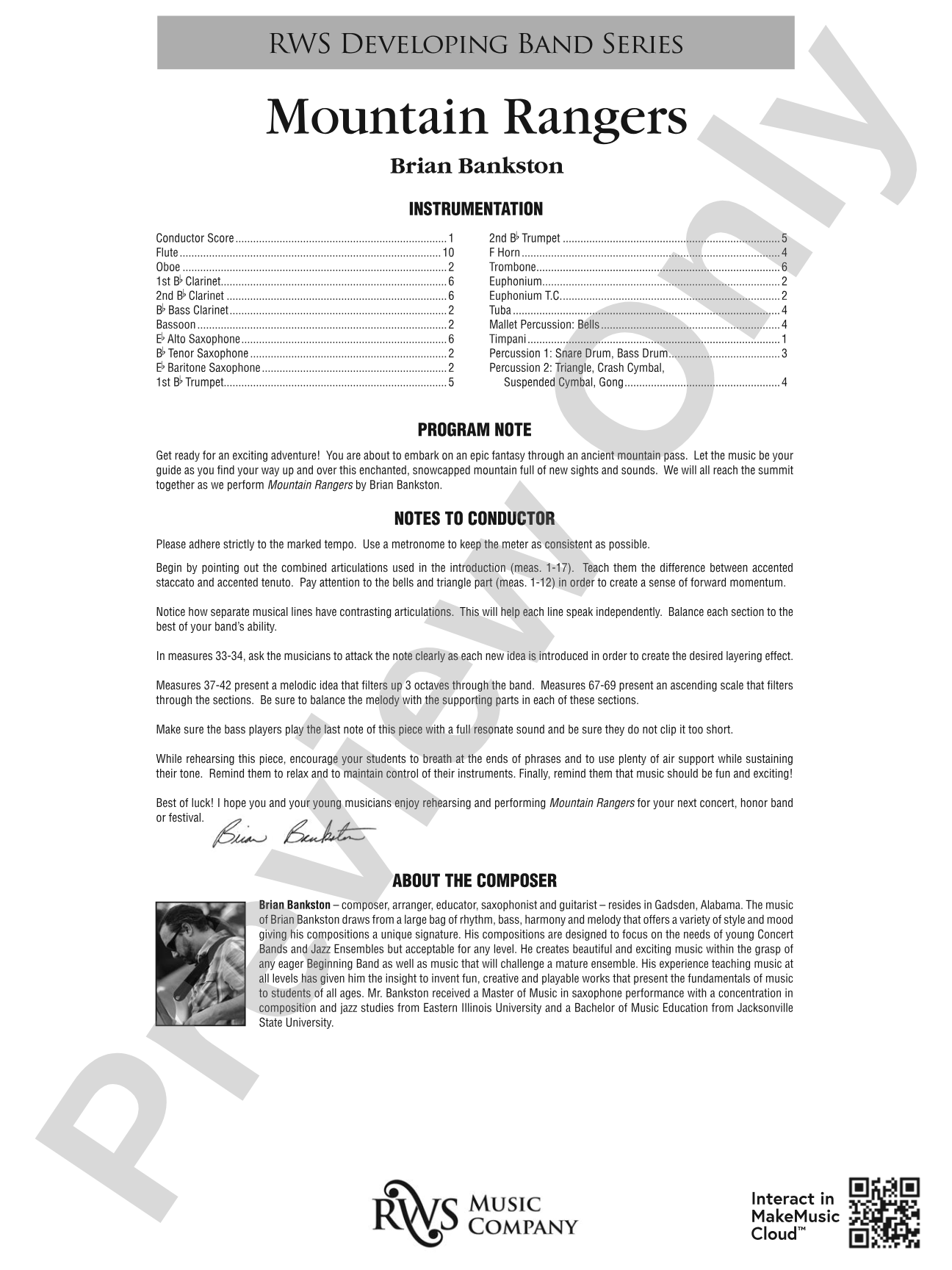 Mountain Rangers: Concert Band Conductor Score & Parts