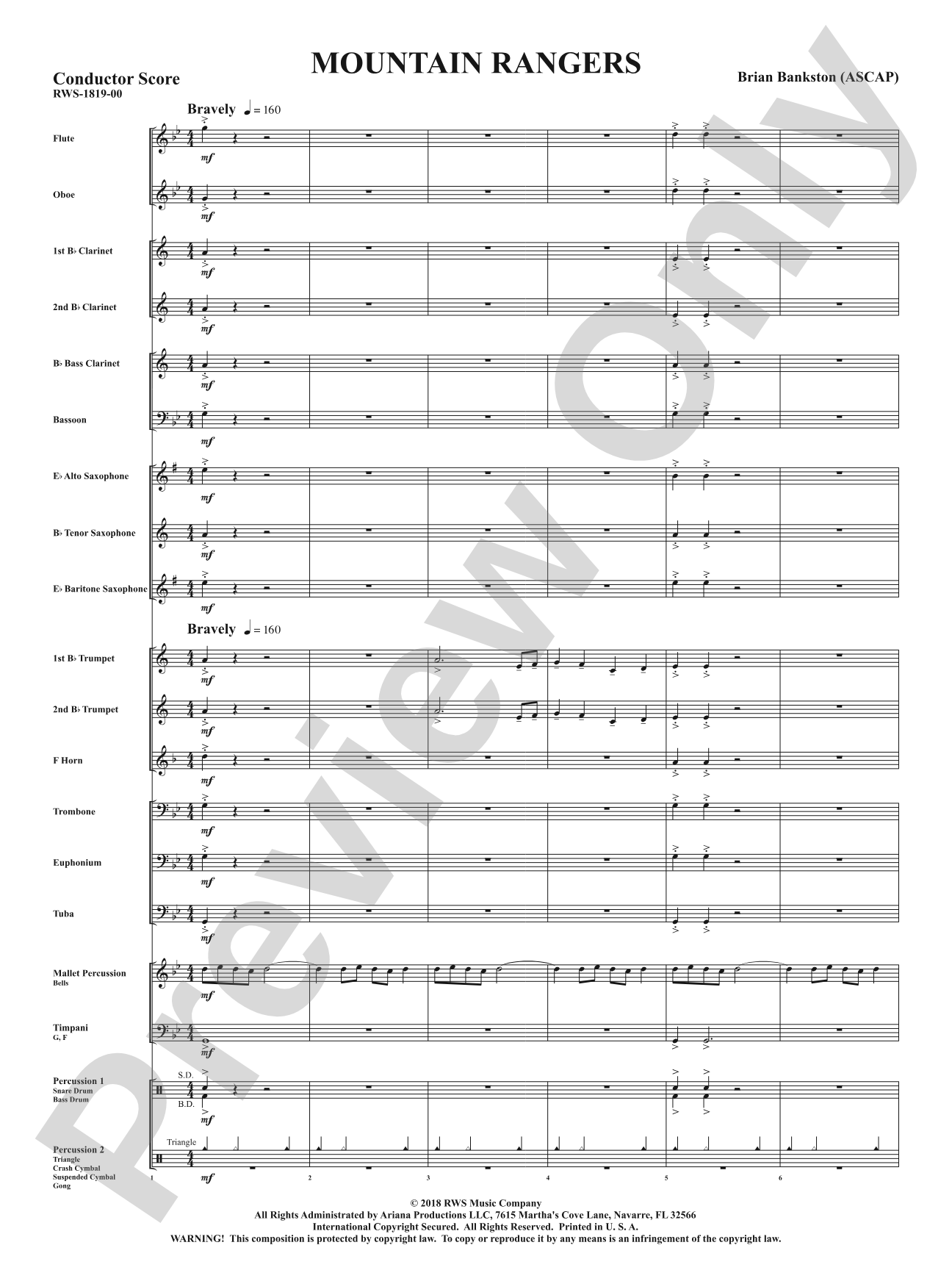 Mountain Rangers: Concert Band Conductor Score & Parts