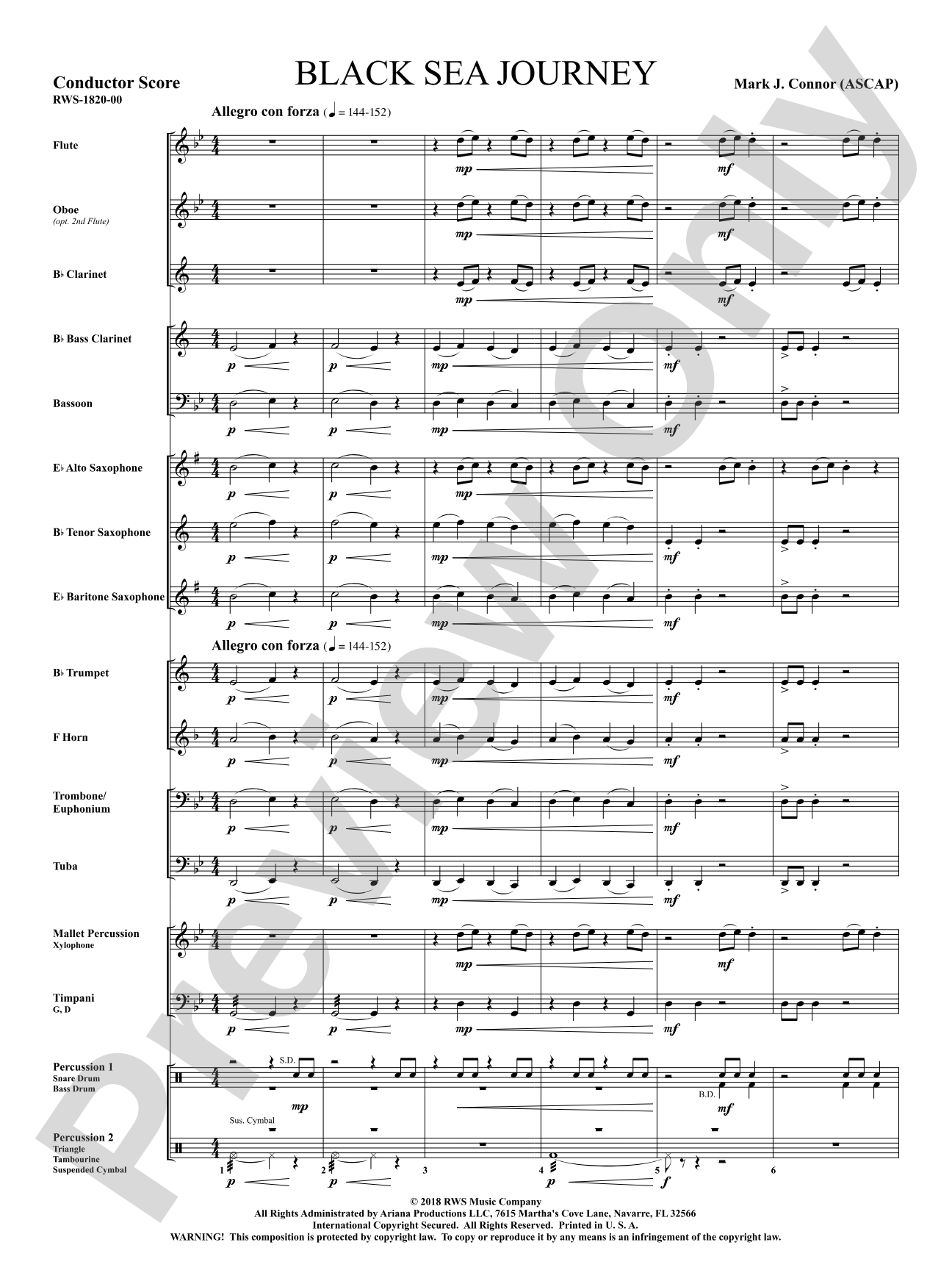 Black Sea Journey: Concert Band Conductor Score & Parts