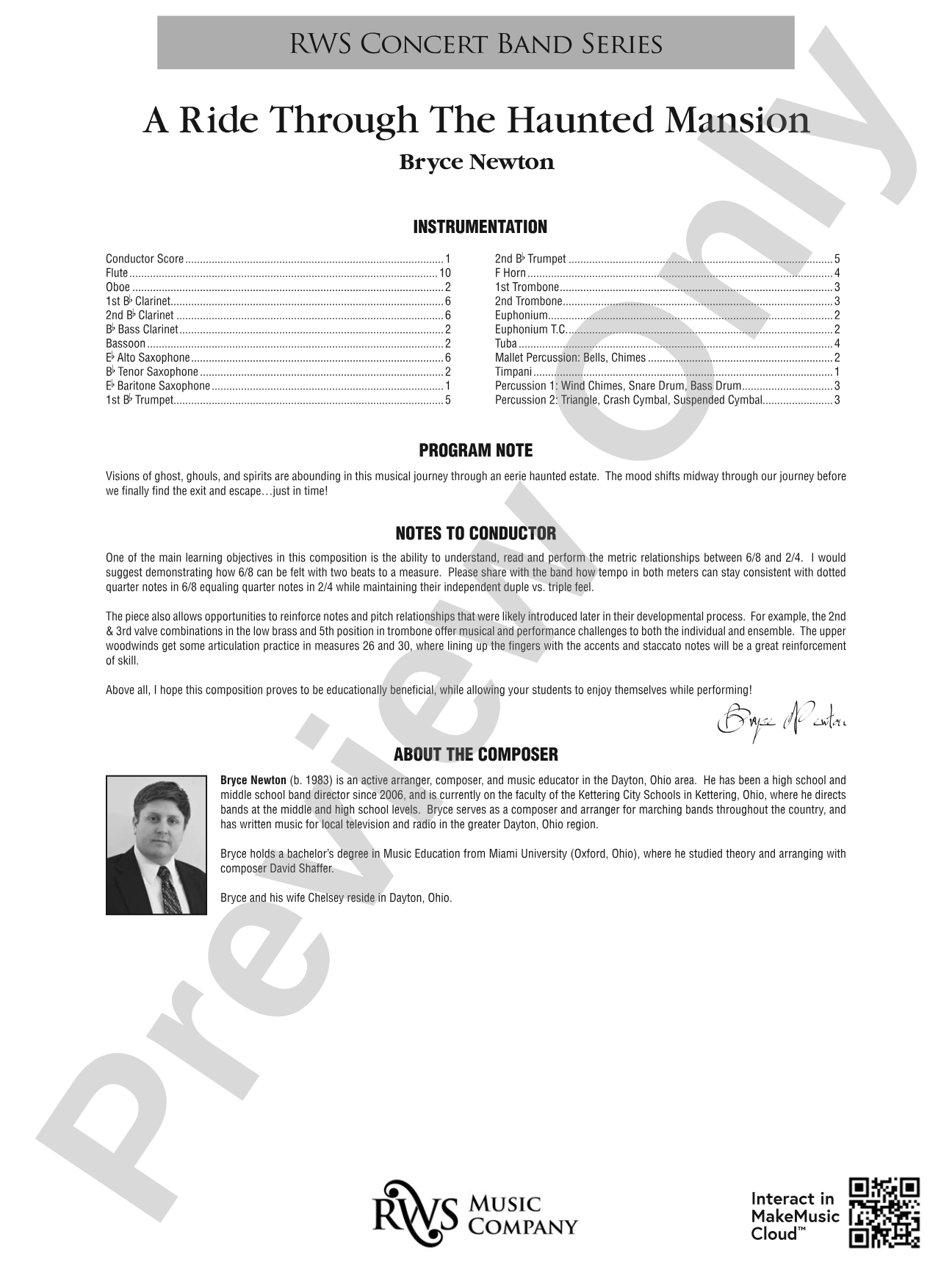 A Ride Through the Haunted Mansion: Concert Band Conductor Score & Parts