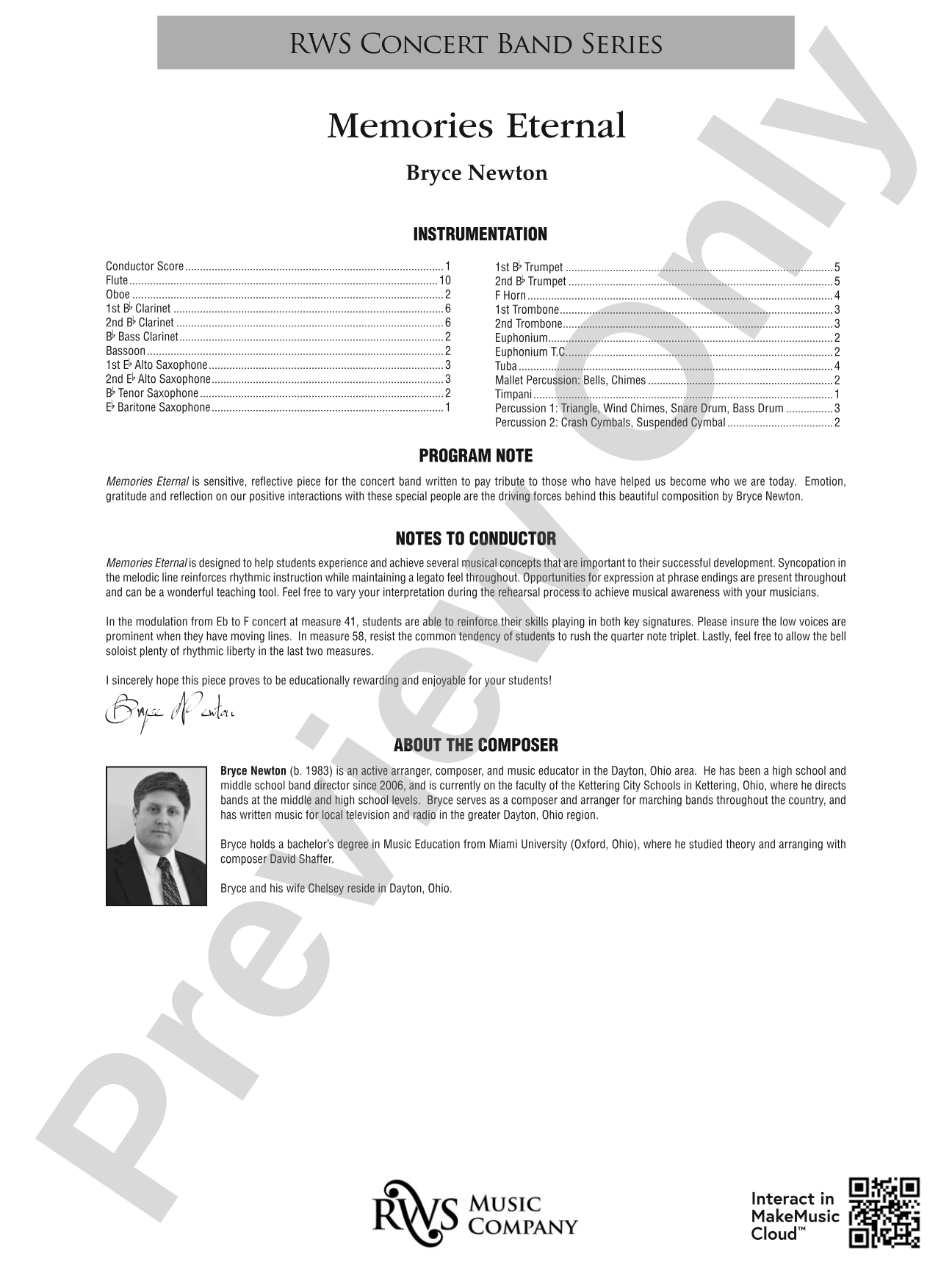 Memories Eternal: Concert Band Conductor Score & Parts
