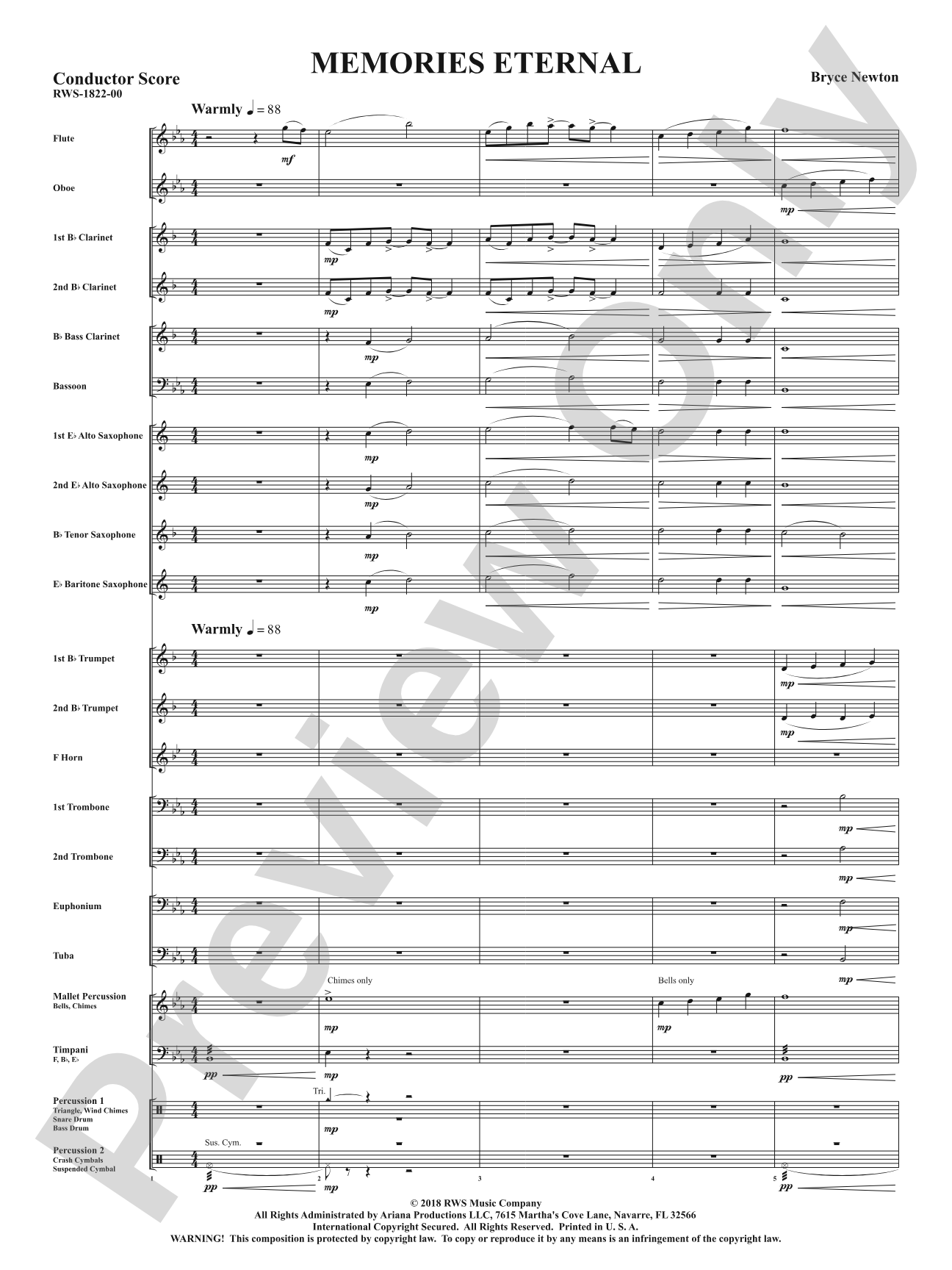 Memories Eternal: Concert Band Conductor Score & Parts
