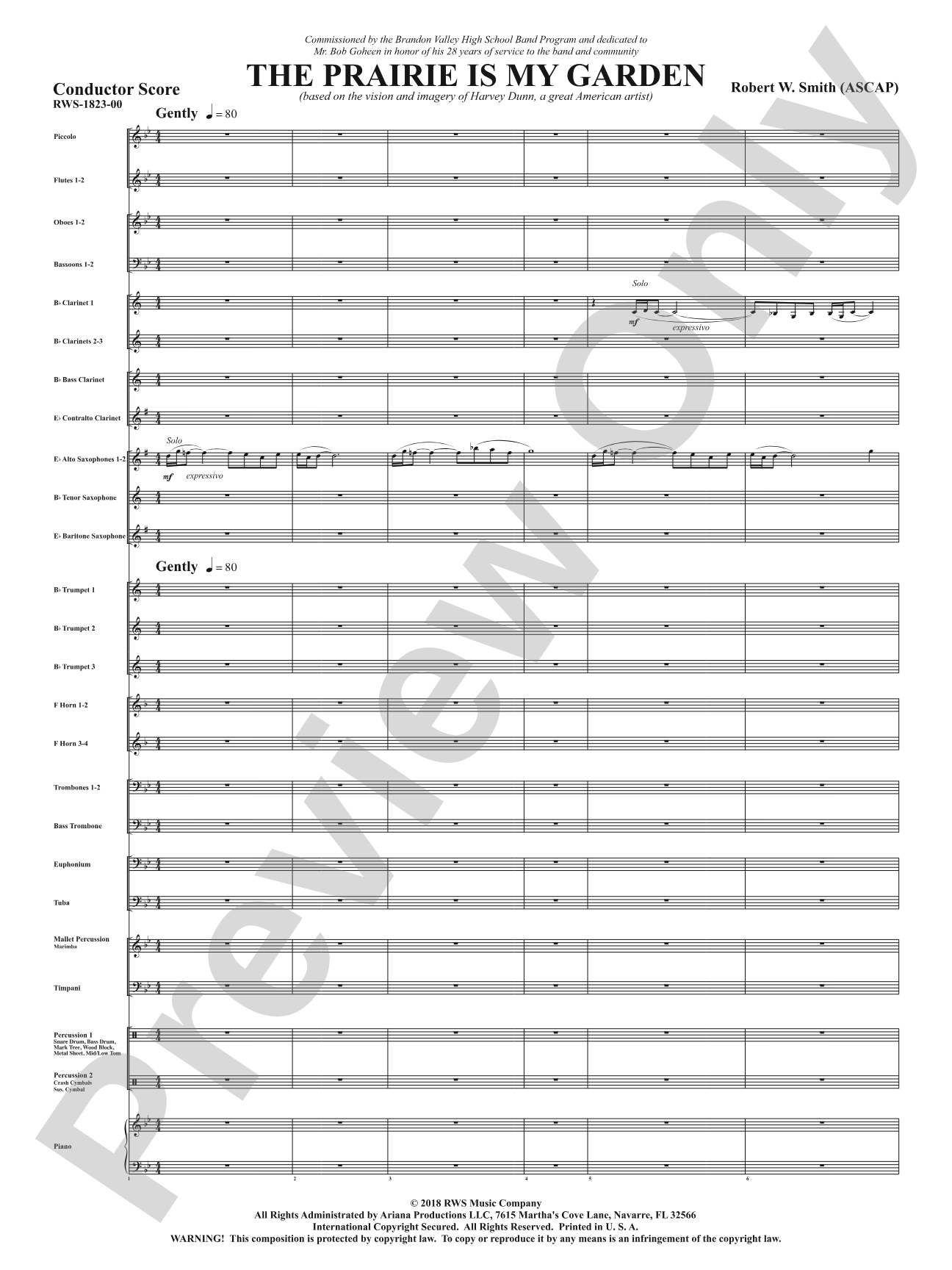 The Prairie Is My Garden - Based on the Vision and Imagery of Harvey Dunn, a Great American Artist: Score