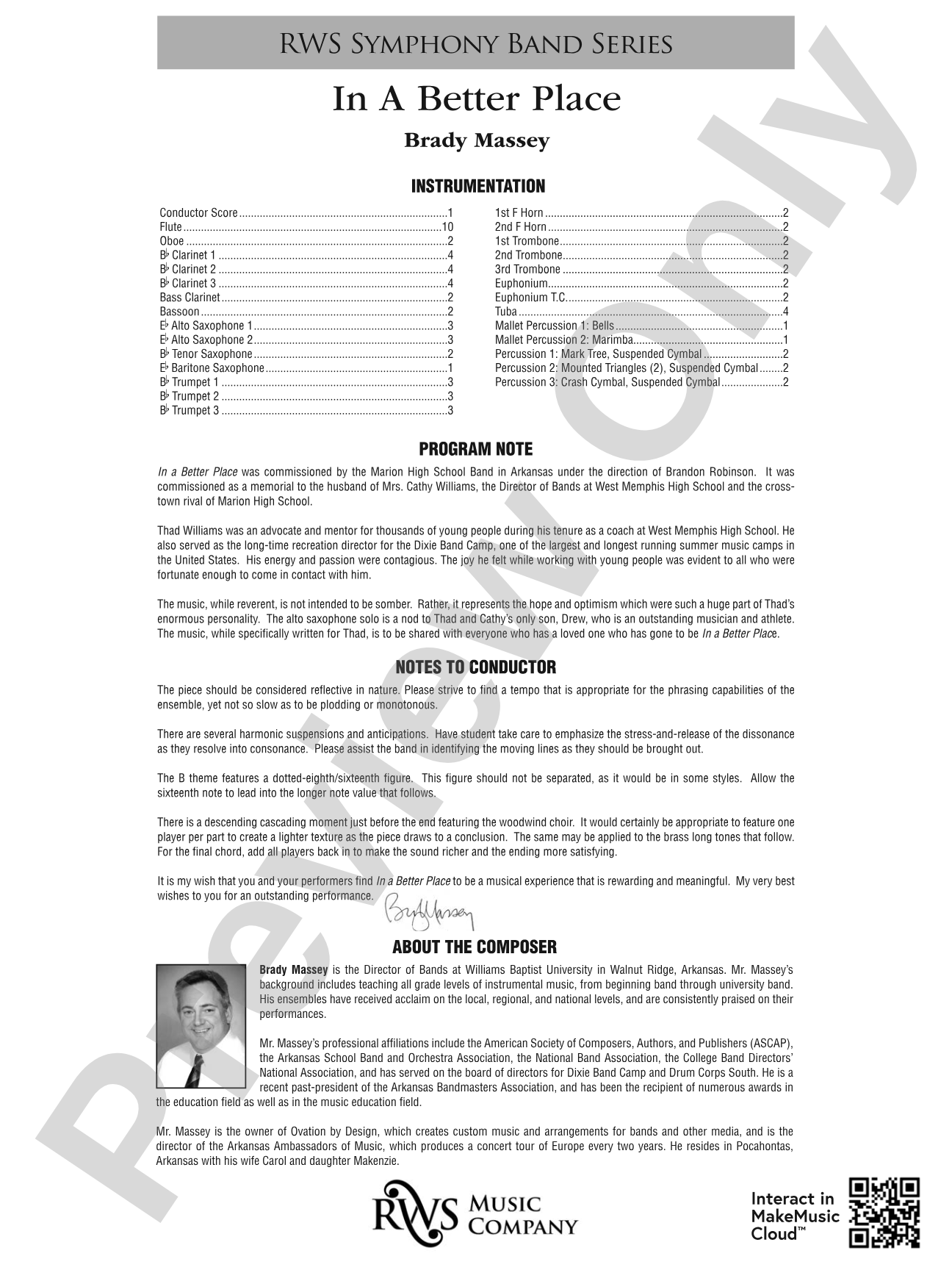 In A Better Place: Concert Band Conductor Score & Parts