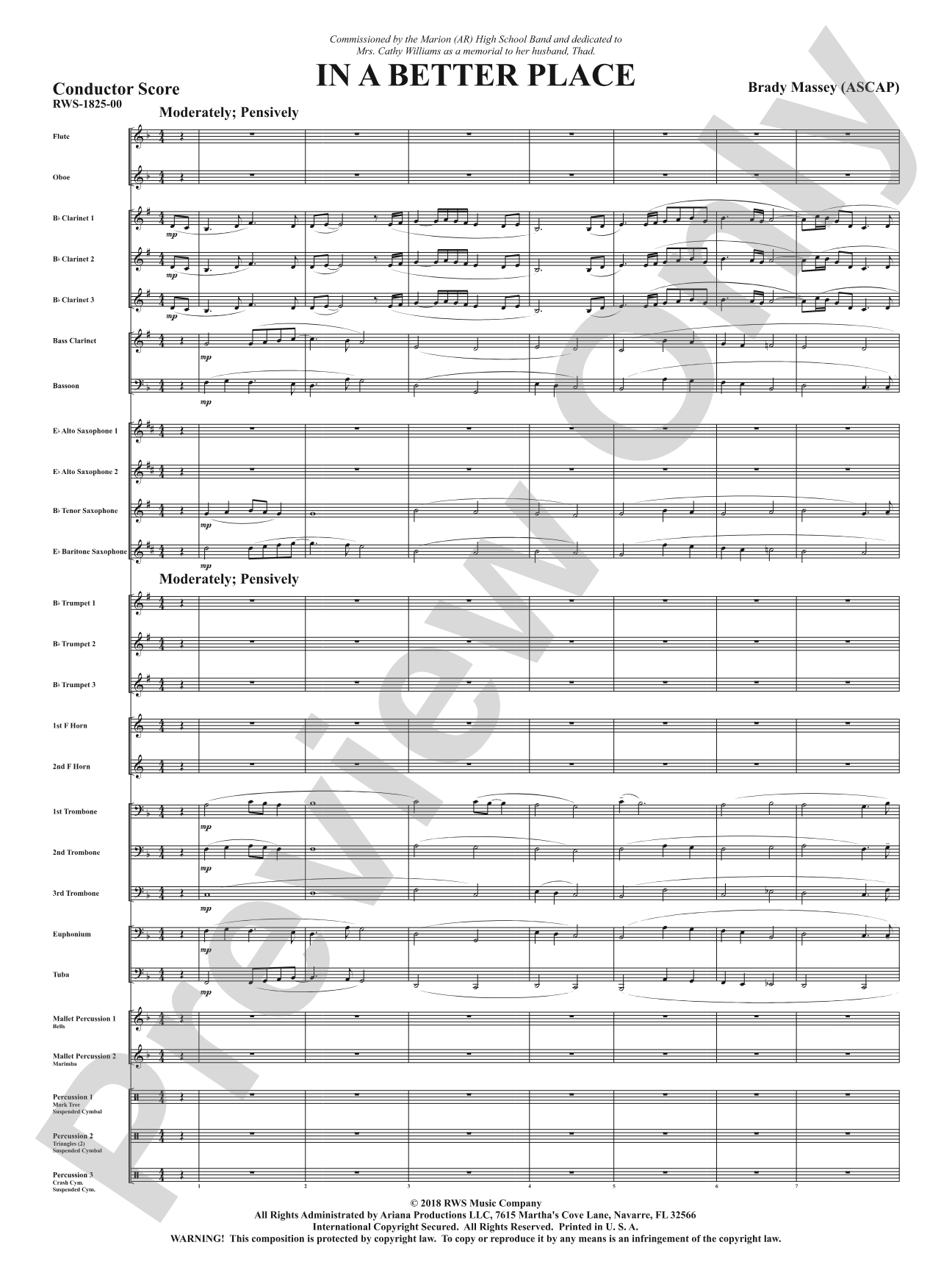 In A Better Place: Concert Band Conductor Score & Parts