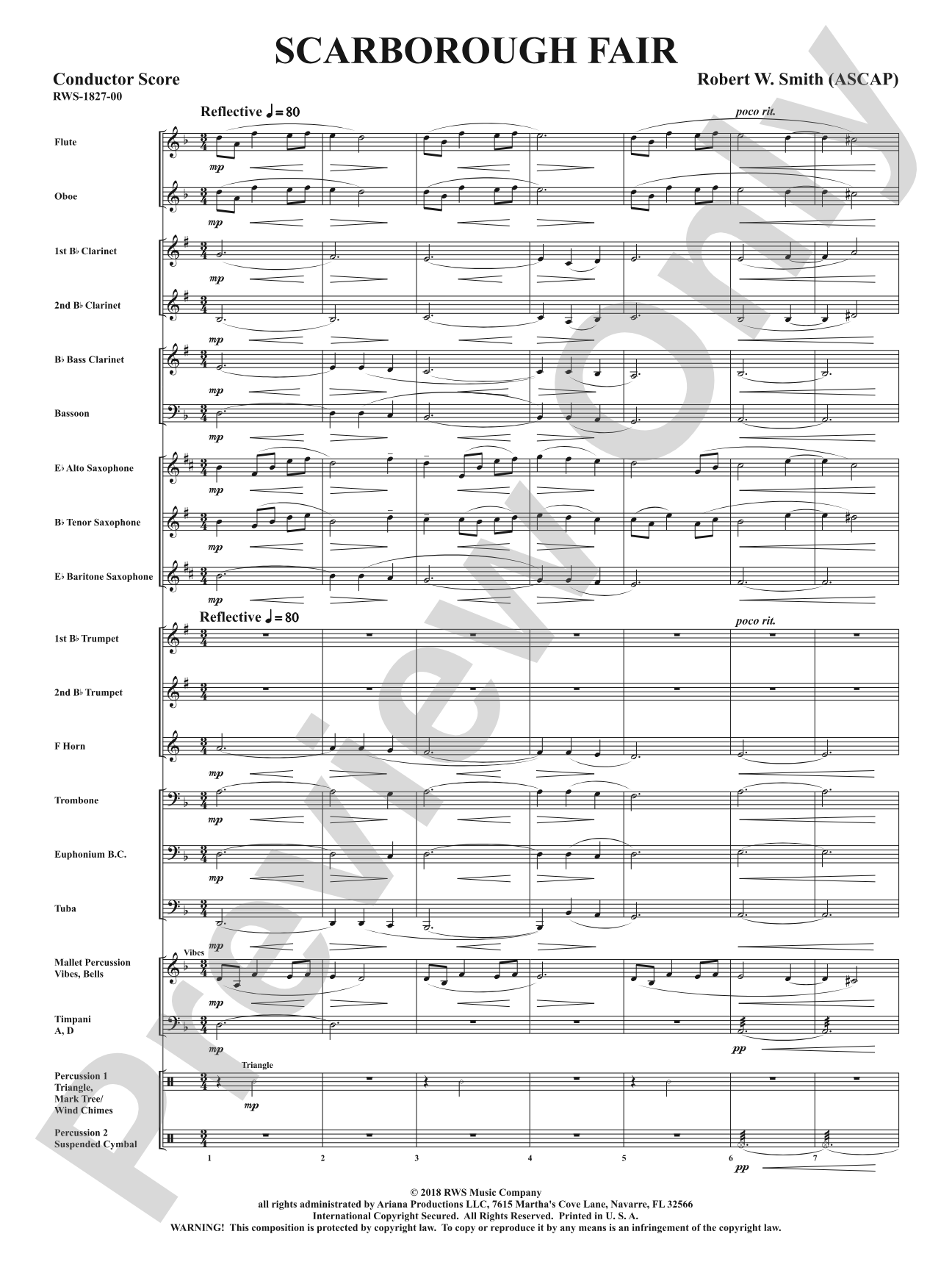 Scarborough Fair: Concert Band Conductor Score & Parts