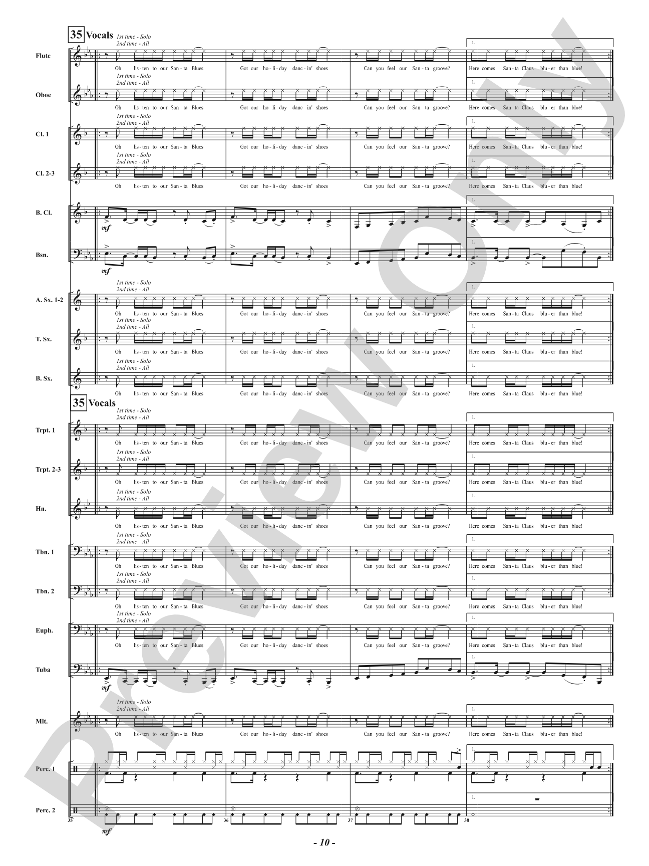 Blues for Santa: Concert Band Conductor Score & Parts