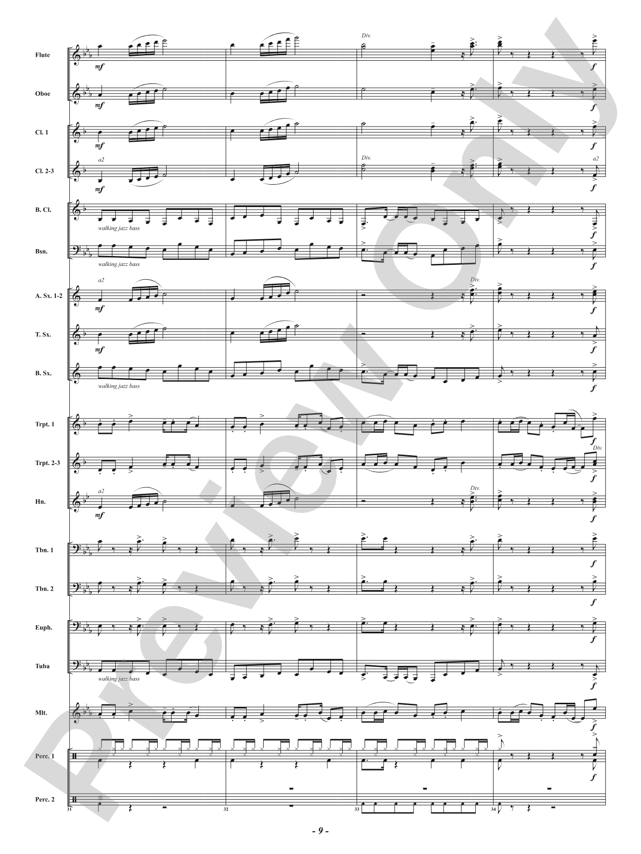 Blues for Santa: Concert Band Conductor Score & Parts