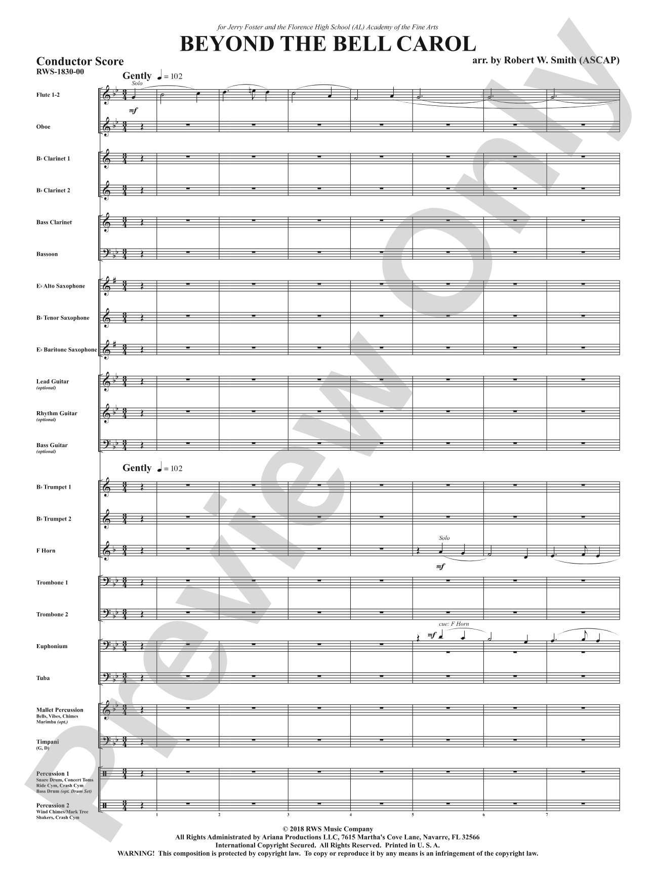 Beyond the Bell Carol: Concert Band Conductor Score & Parts