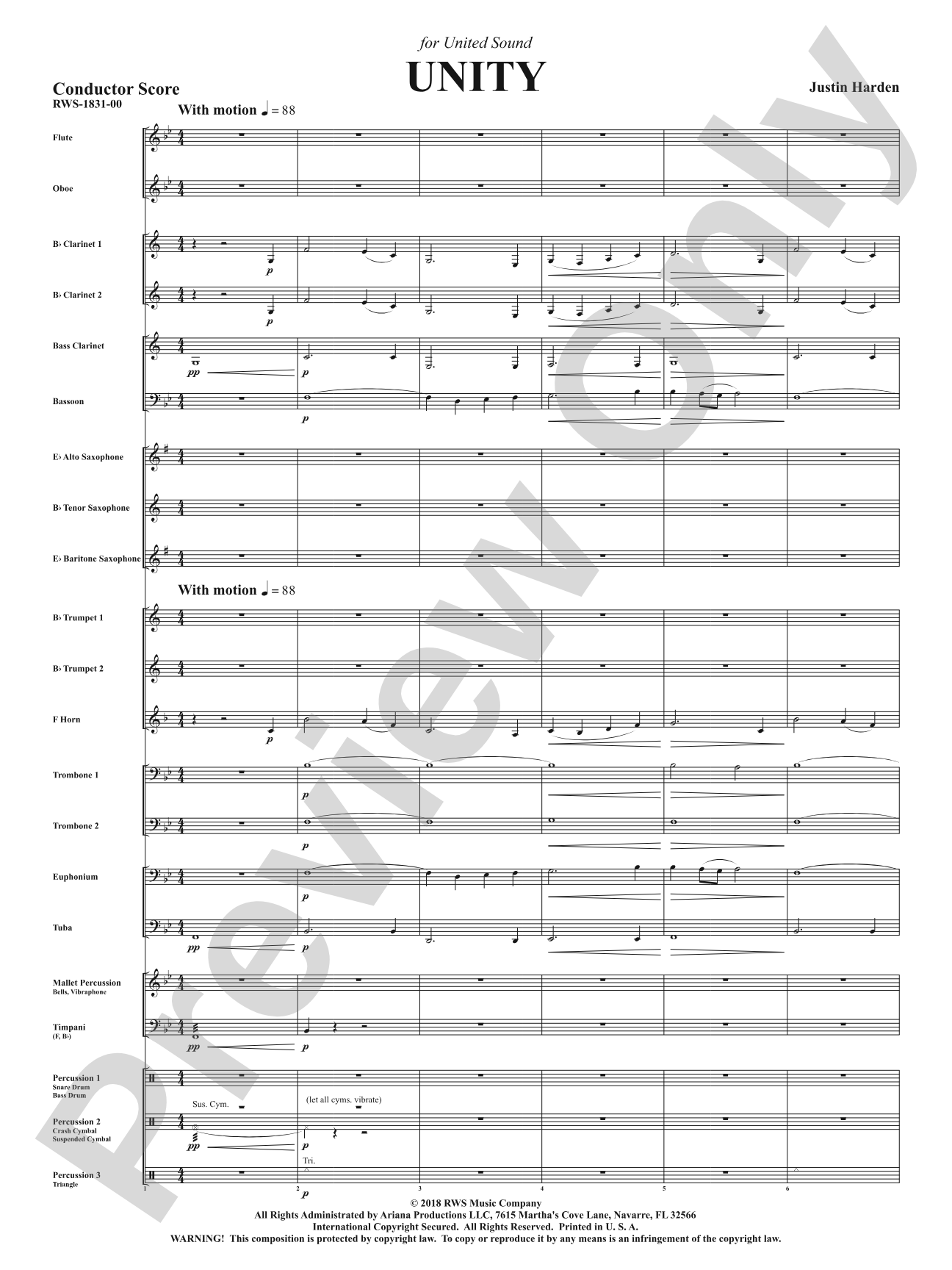 Unity: Concert Band Conductor Score & Parts