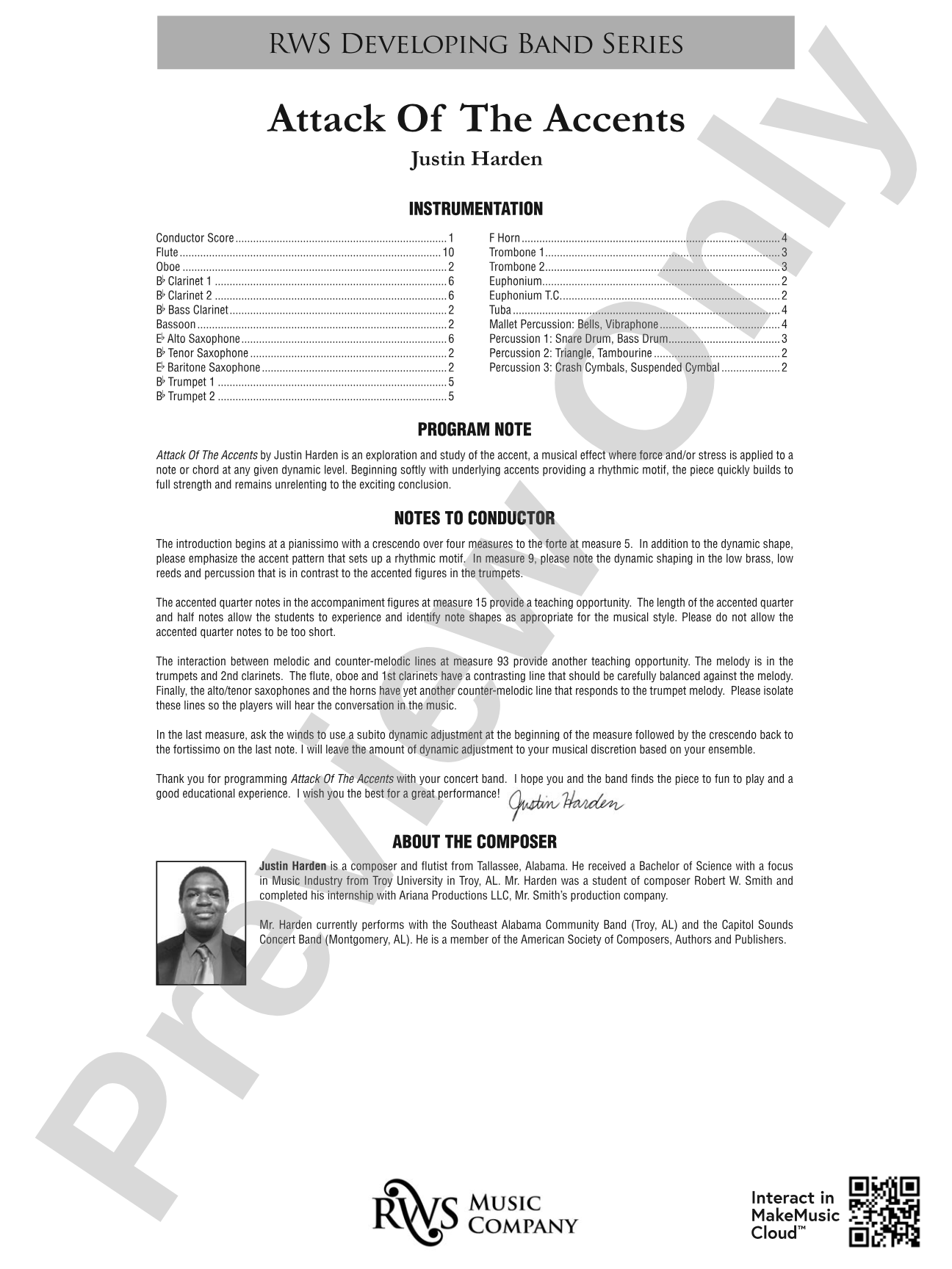 Attack of the Accents: Concert Band Conductor Score & Parts