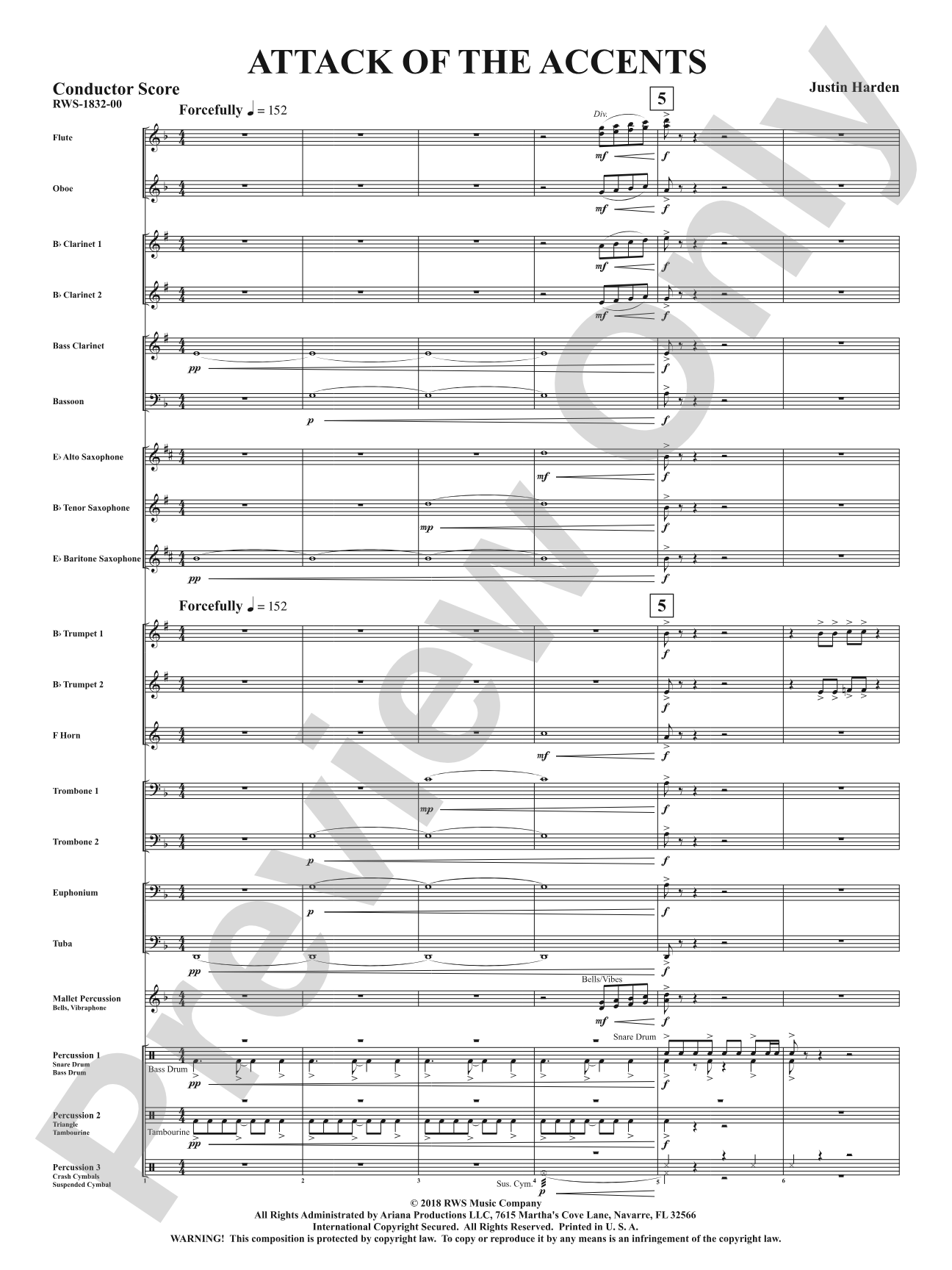 Attack of the Accents: Concert Band Conductor Score & Parts