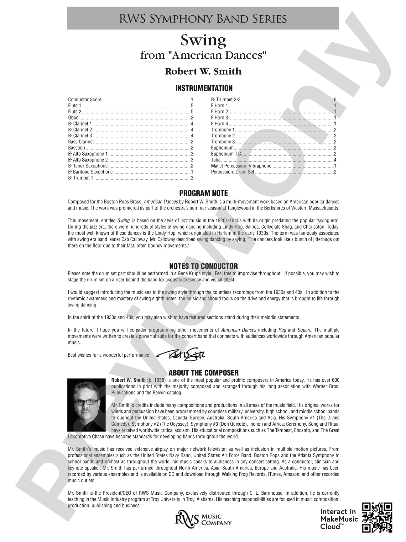 Swing - From <i>American Dances</i>: Score