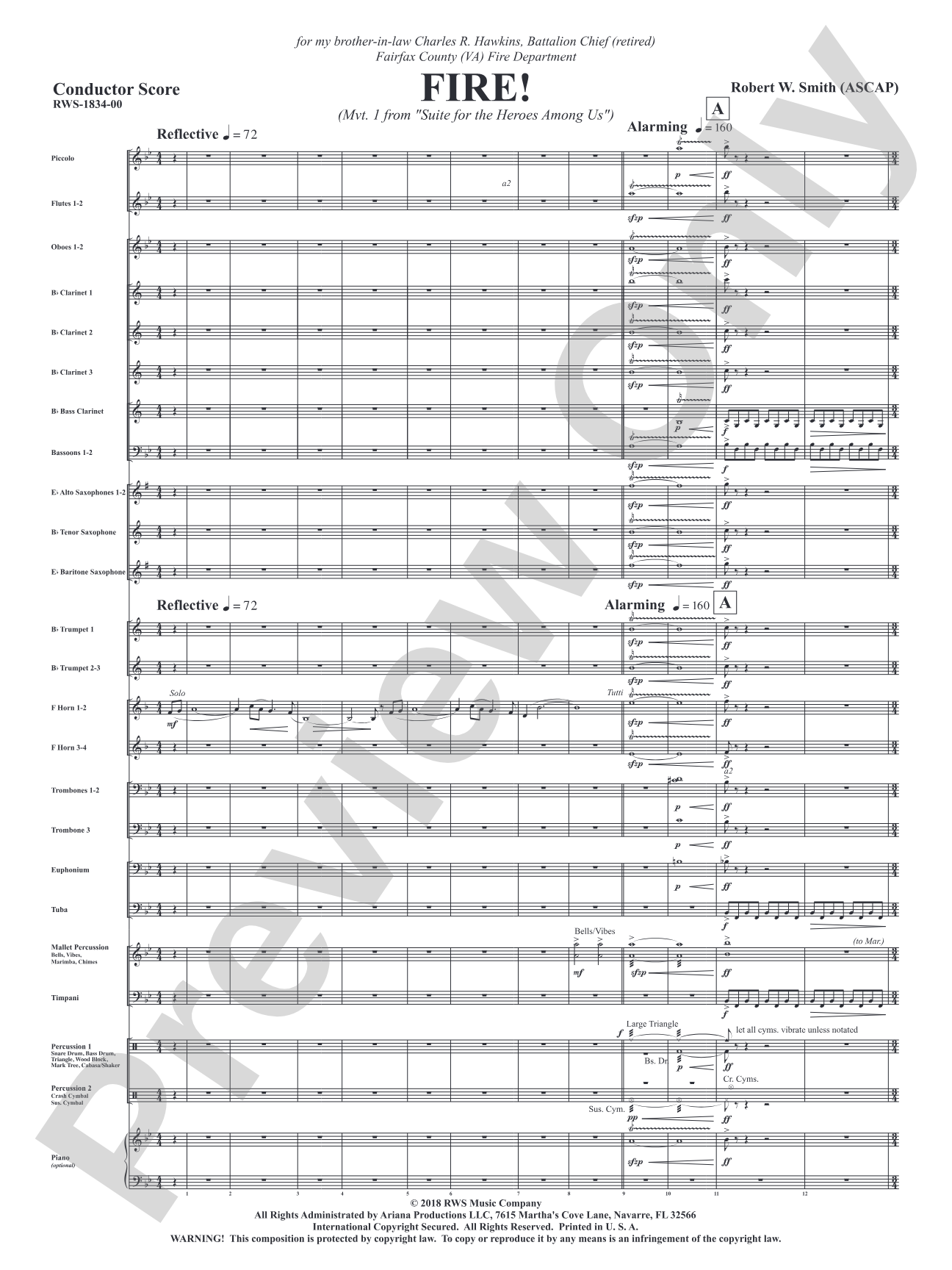 Fire! - Mvt. 1 from <i>Suite for the Heroes Among Us</i>: Concert Band Conductor Score & Parts