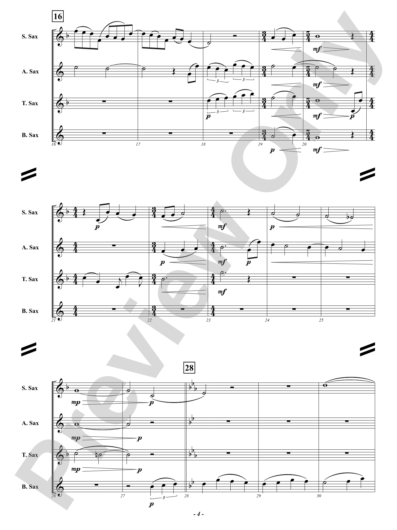 A Moment: Saxophone Quartet Conductor Score & Parts