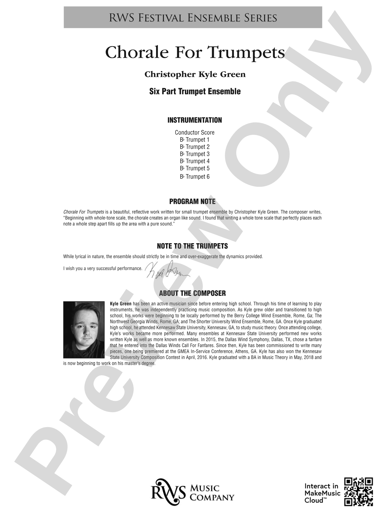 Chorale for Trumpets: Brass Ensemble Conductor Score & Parts