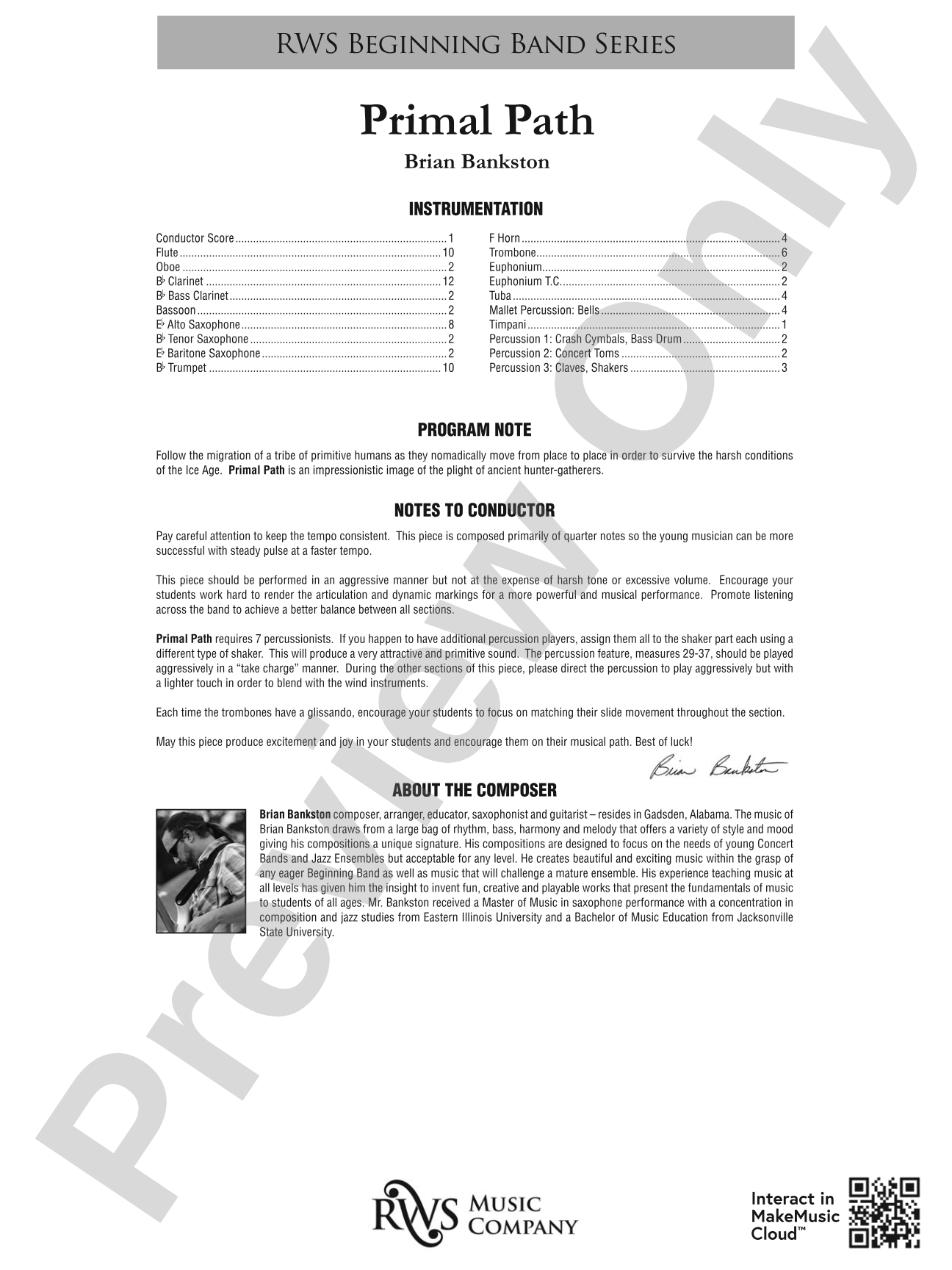 Primal Path: Concert Band Conductor Score & Parts