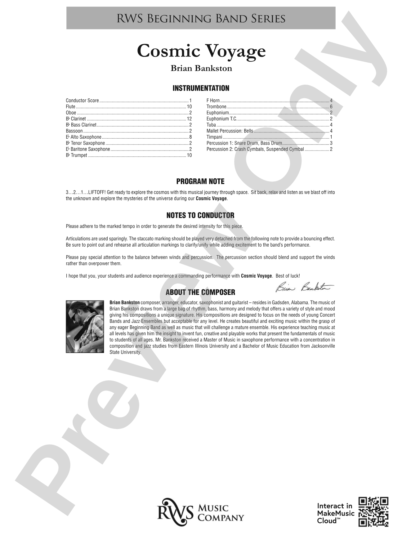 Cosmic Voyage: Concert Band Conductor Score & Parts