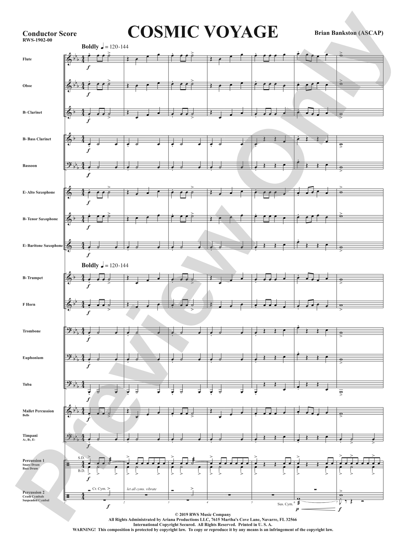 Cosmic Voyage: Concert Band Conductor Score & Parts