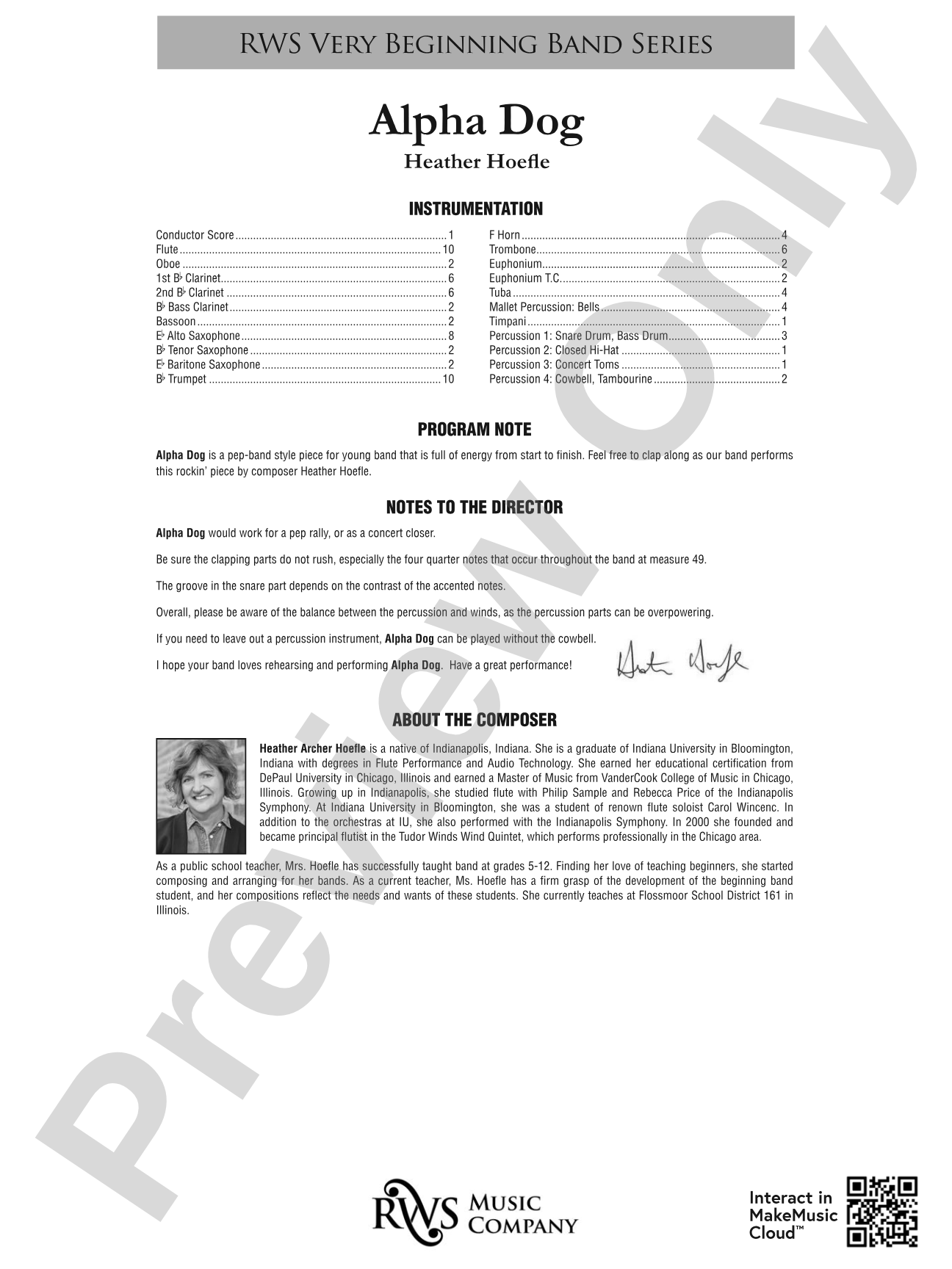 Alpha Dog: Concert Band Conductor Score & Parts