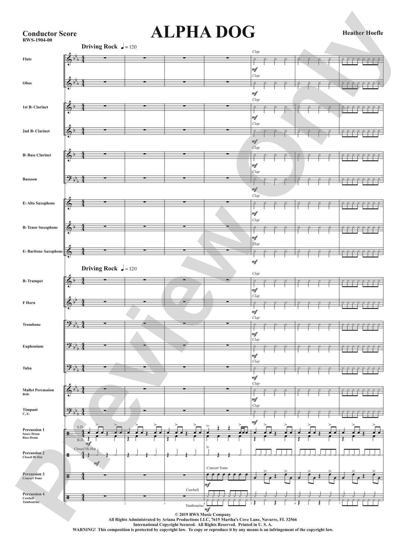 Alpha Dog: Concert Band Conductor Score & Parts