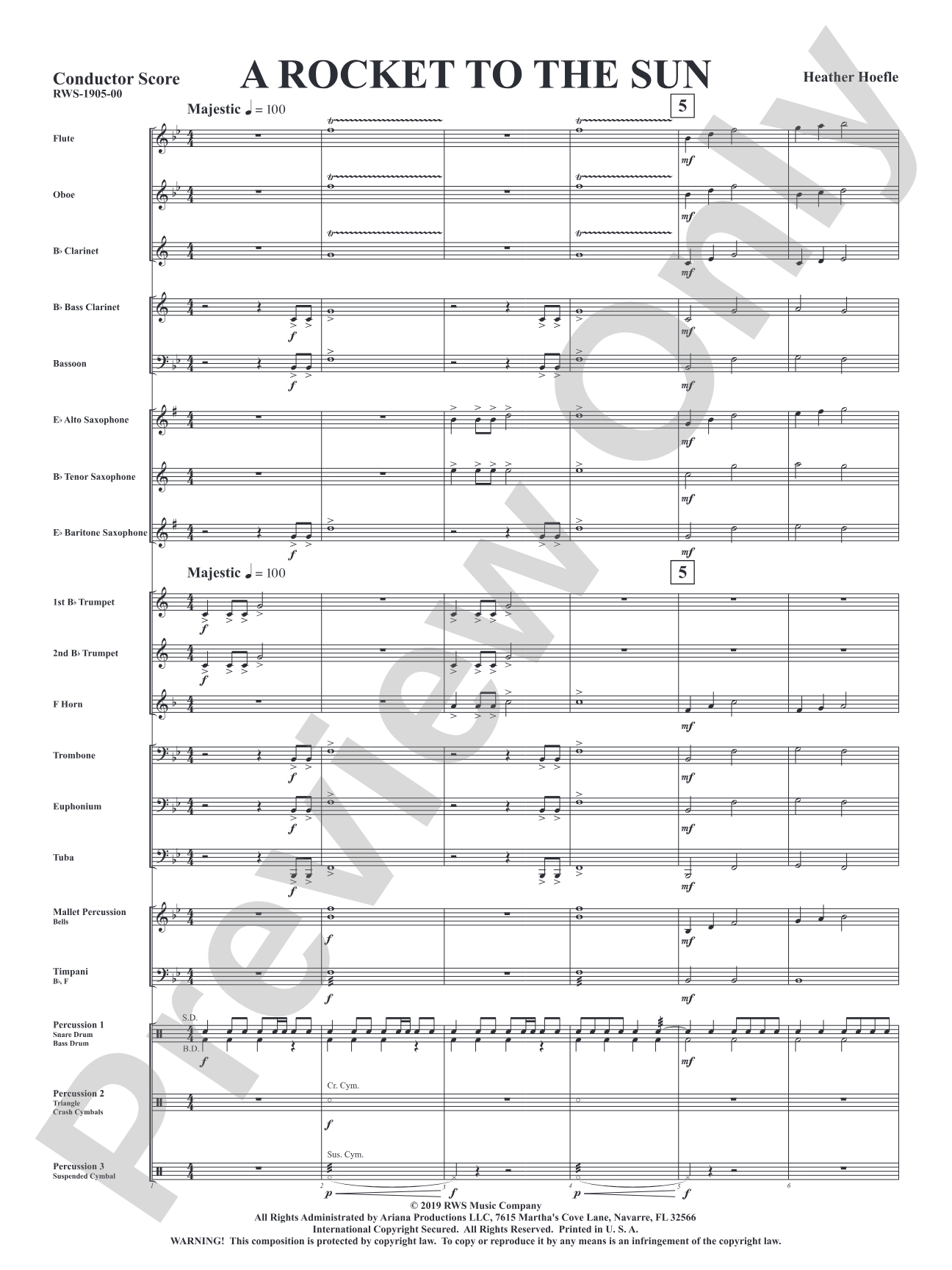 A Rocket to the Sun: Concert Band Conductor Score & Parts