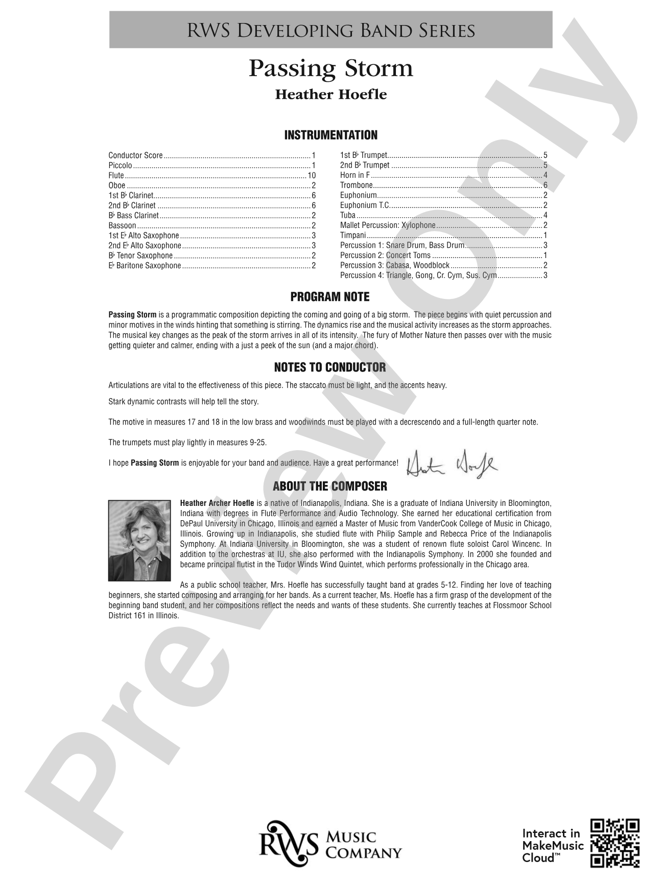Passing Storm: Concert Band Conductor Score & Parts