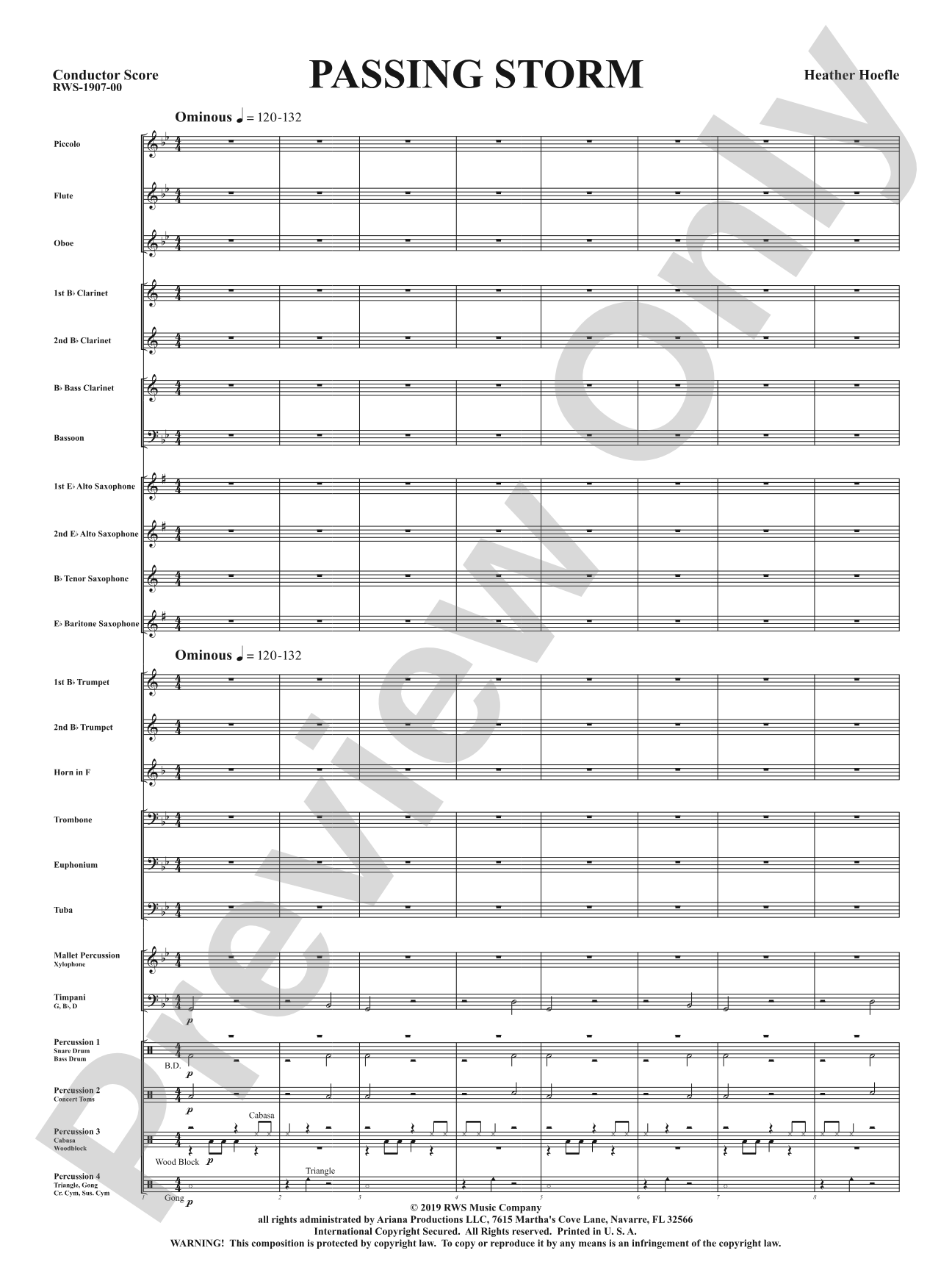 Passing Storm: Concert Band Conductor Score & Parts