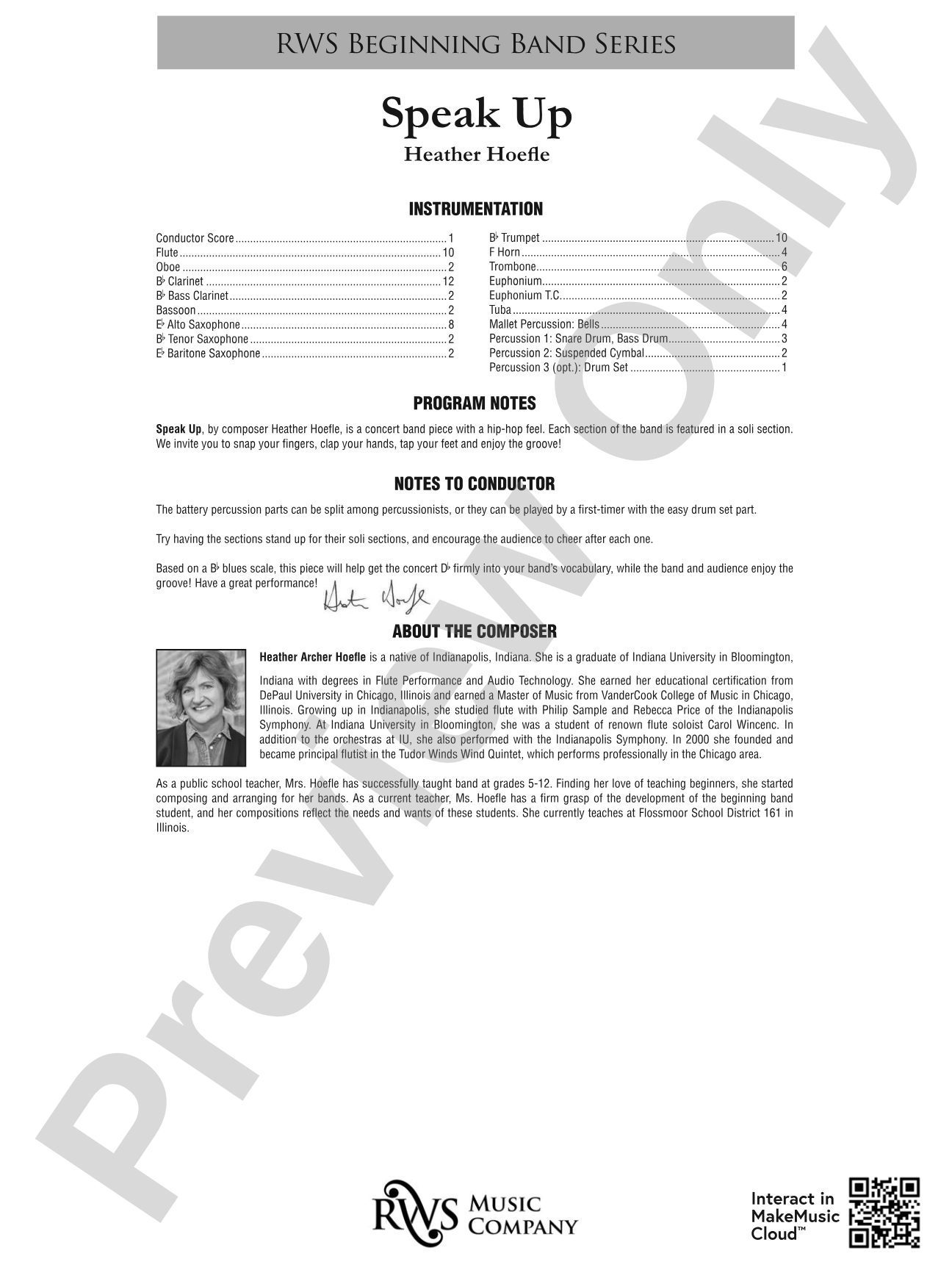 Speak Up: Concert Band Conductor Score & Parts