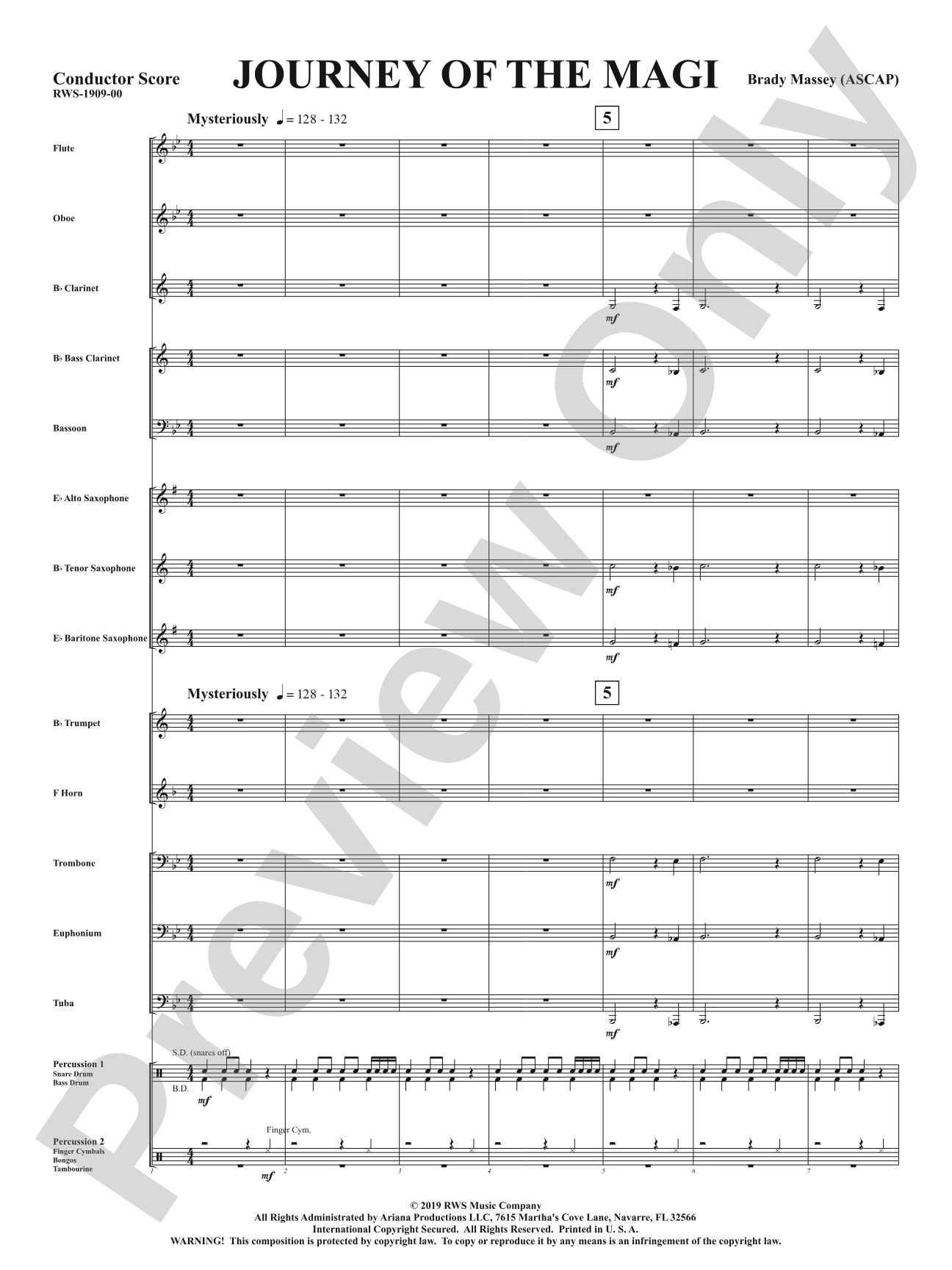 Journey of the Magi: Concert Band Conductor Score & Parts