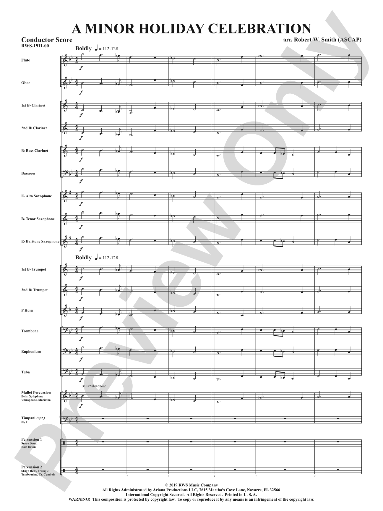 A Minor Holiday Celebration: Concert Band Conductor Score & Parts