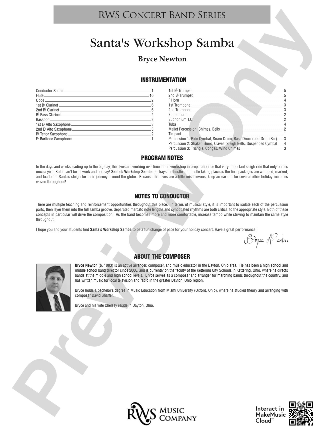 Santa's Workshop Samba: Concert Band Conductor Score & Parts