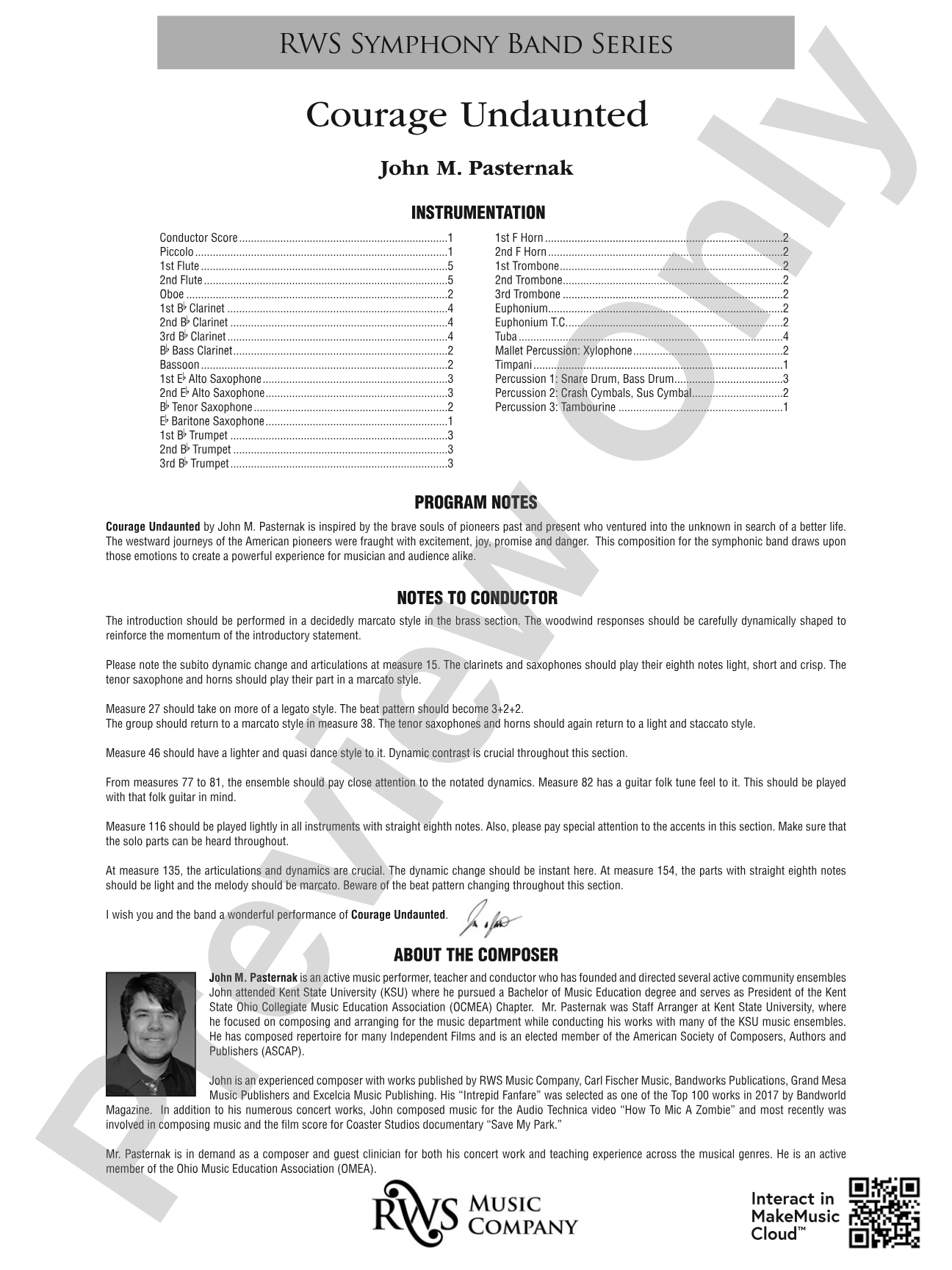 Courage Undaunted: Concert Band Conductor Score & Parts