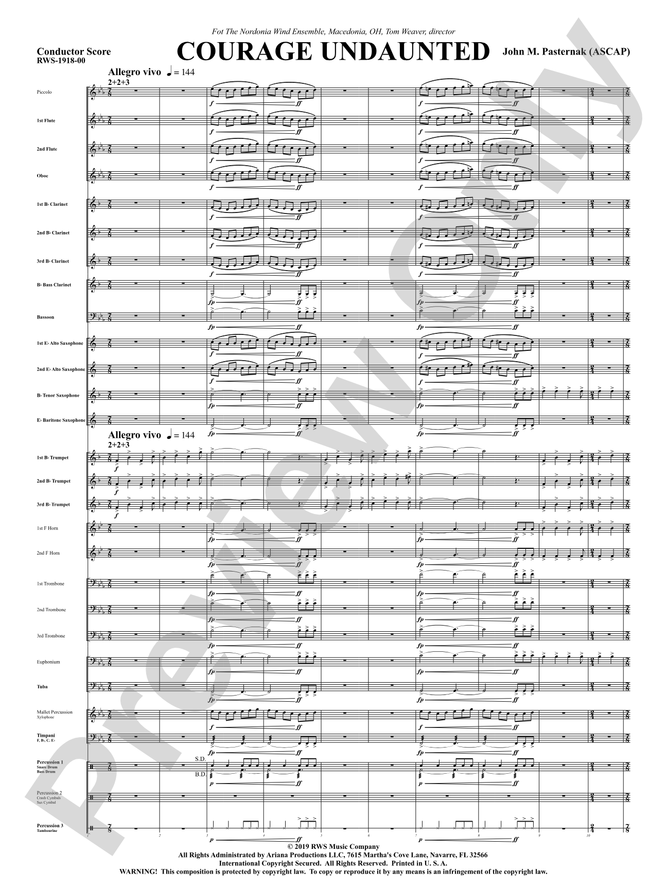 Courage Undaunted: Concert Band Conductor Score & Parts