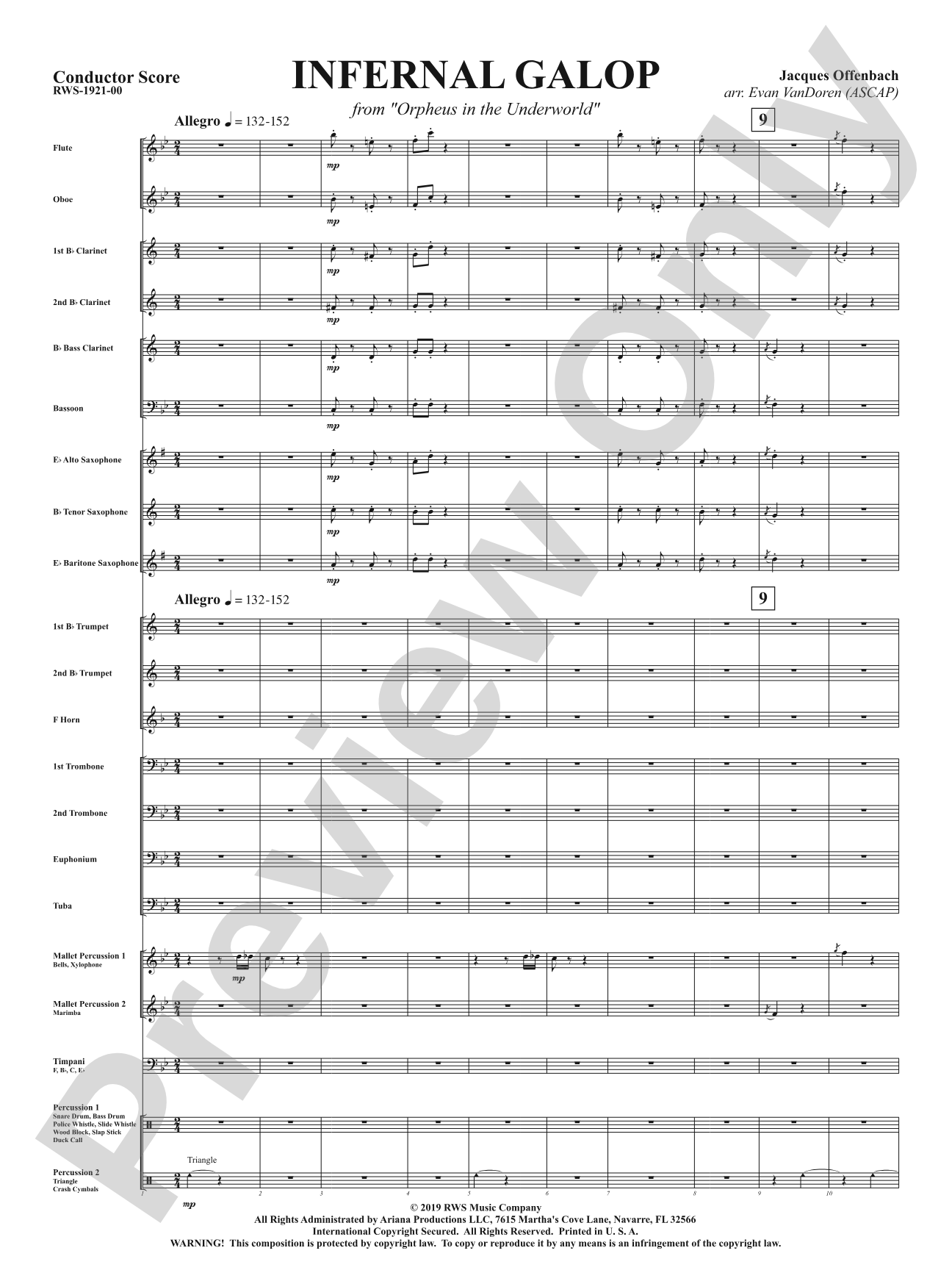 Infernal Galop - From <i>Orpheus in the Underworld</i>: Concert Band Conductor Score & Parts