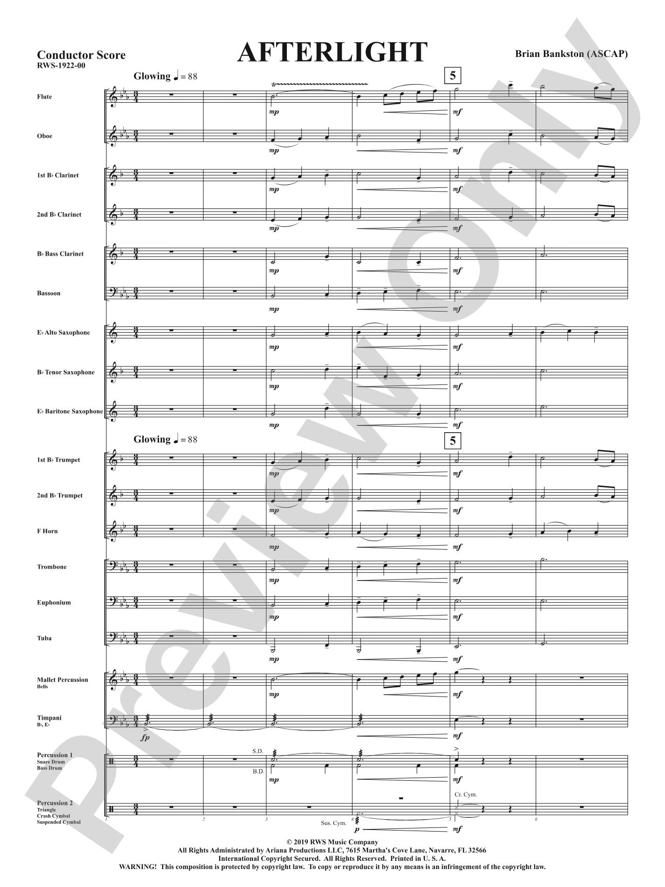 Afterlight: Concert Band Conductor Score & Parts