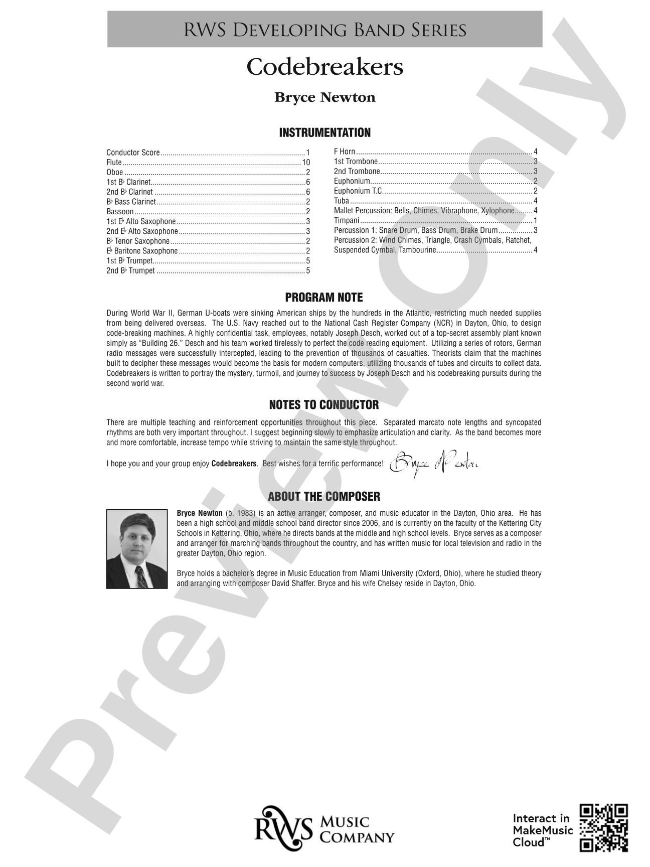 Codebreakers: Concert Band Conductor Score & Parts