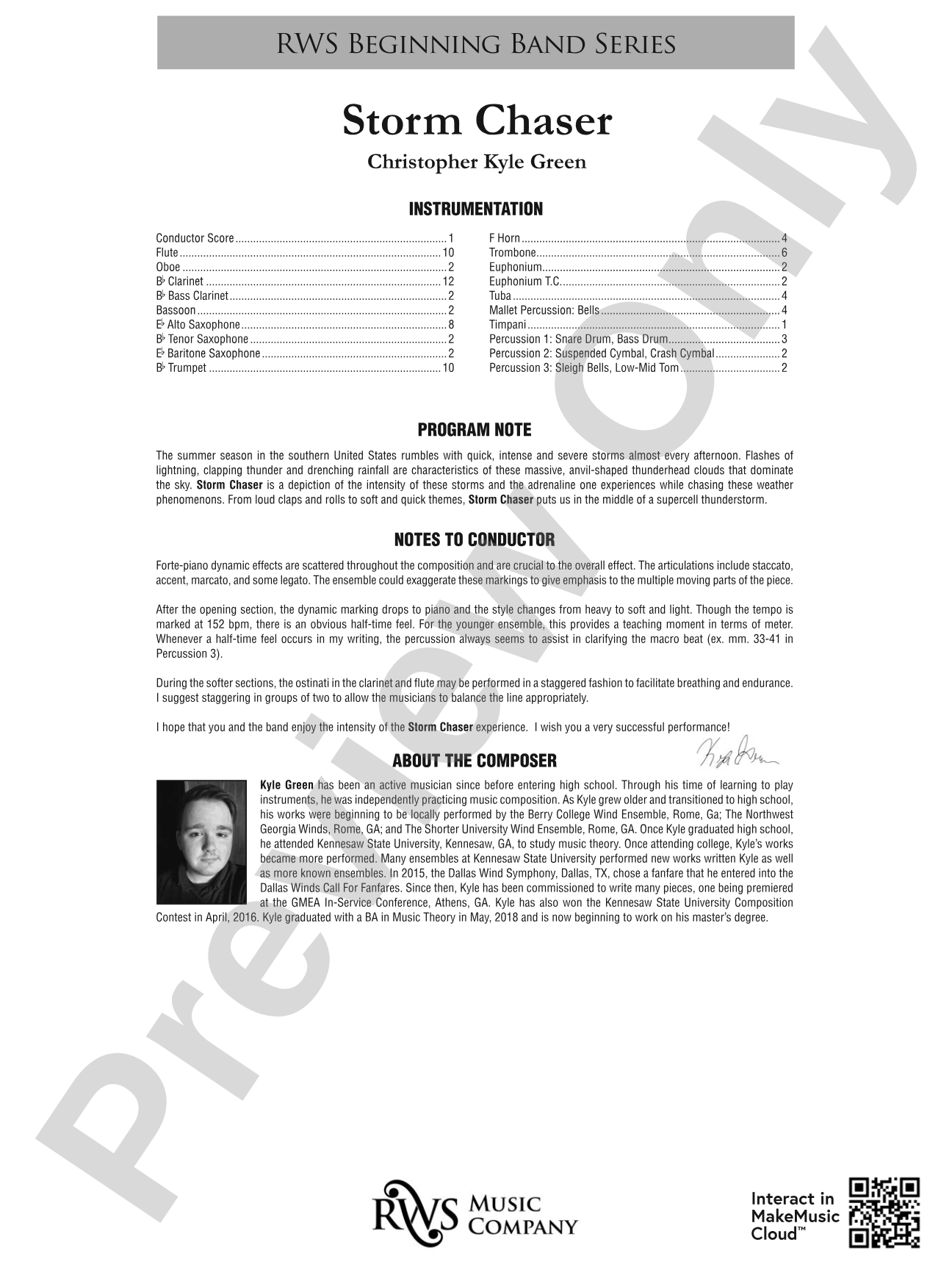 Storm Chaser: Concert Band Conductor Score & Parts