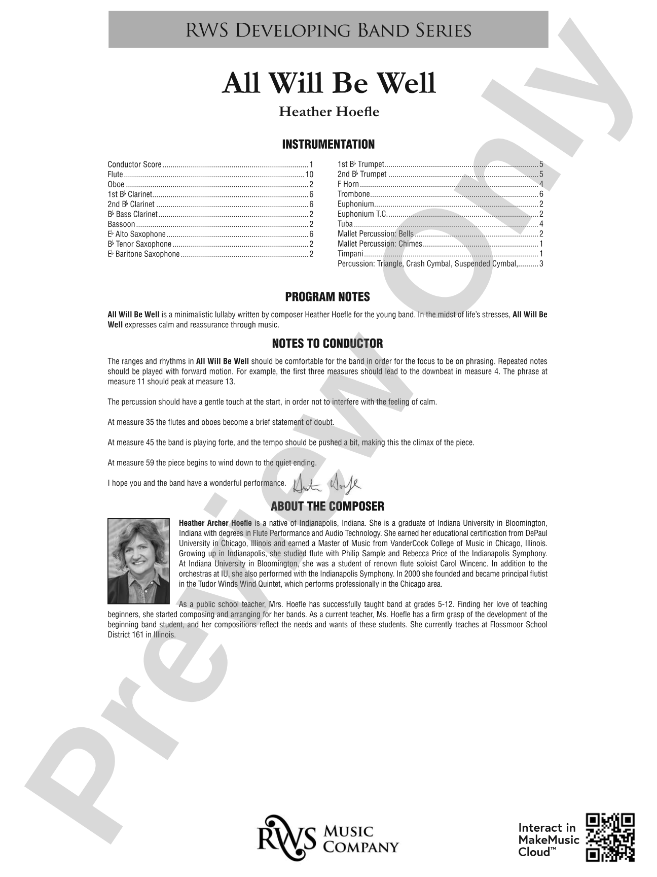 All Will Be Well: Concert Band Conductor Score & Parts