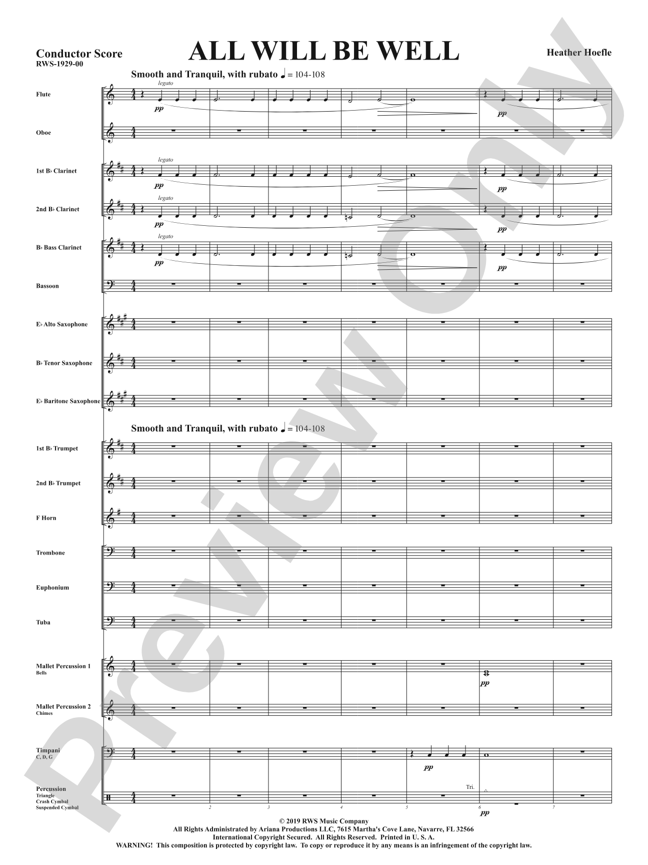 All Will Be Well: Concert Band Conductor Score & Parts