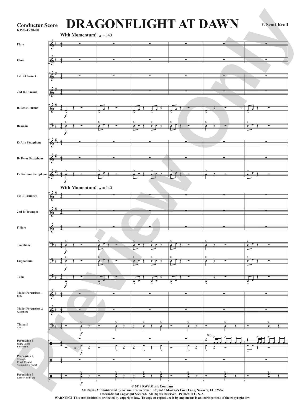 Dragonflight at Dawn: Concert Band Conductor Score & Parts