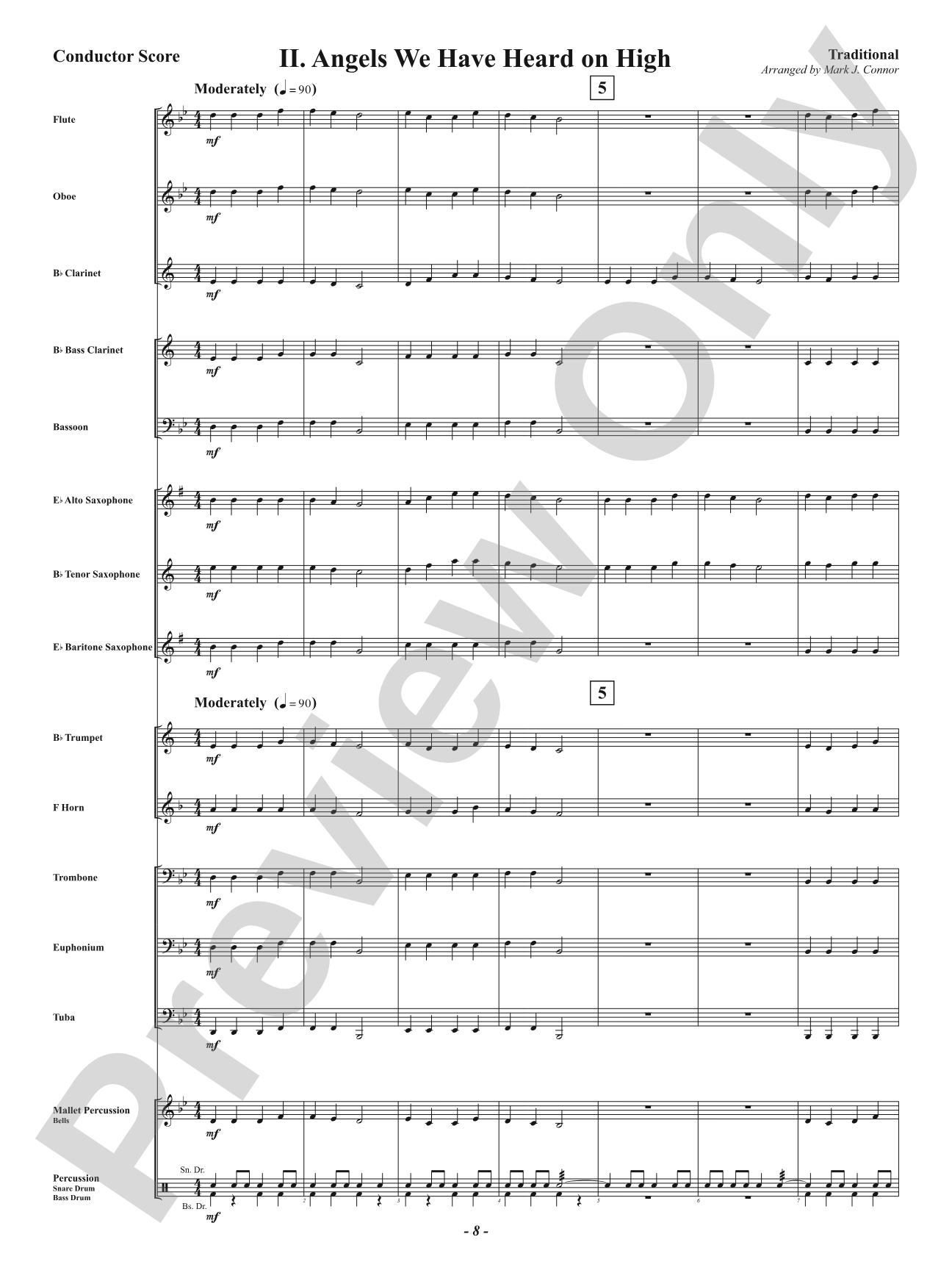 Two Songs for the Holidays - Jolly Old Saint Nick March & Angels We Have Heard On High: Concert Band Conductor Score & Parts
