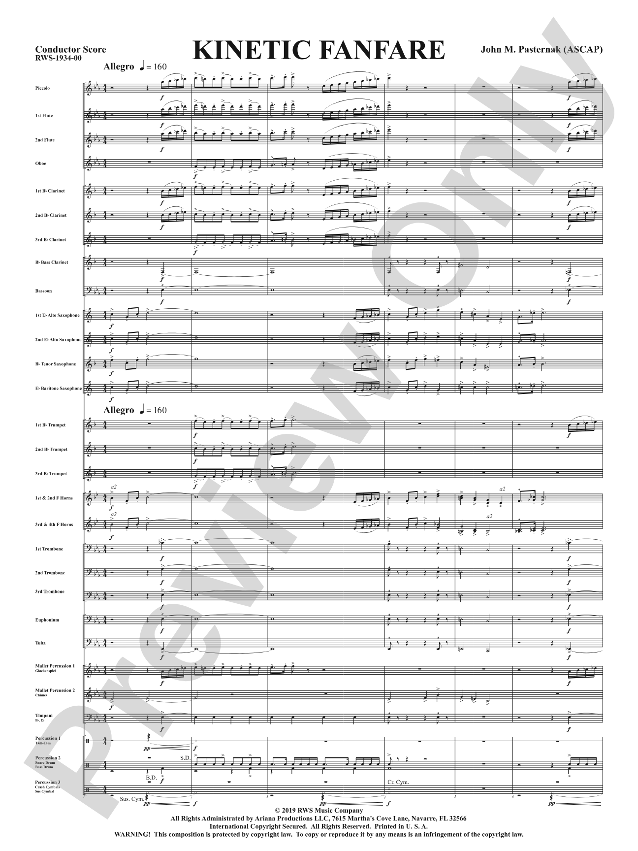 Kinetic Fanfare: Concert Band Conductor Score & Parts