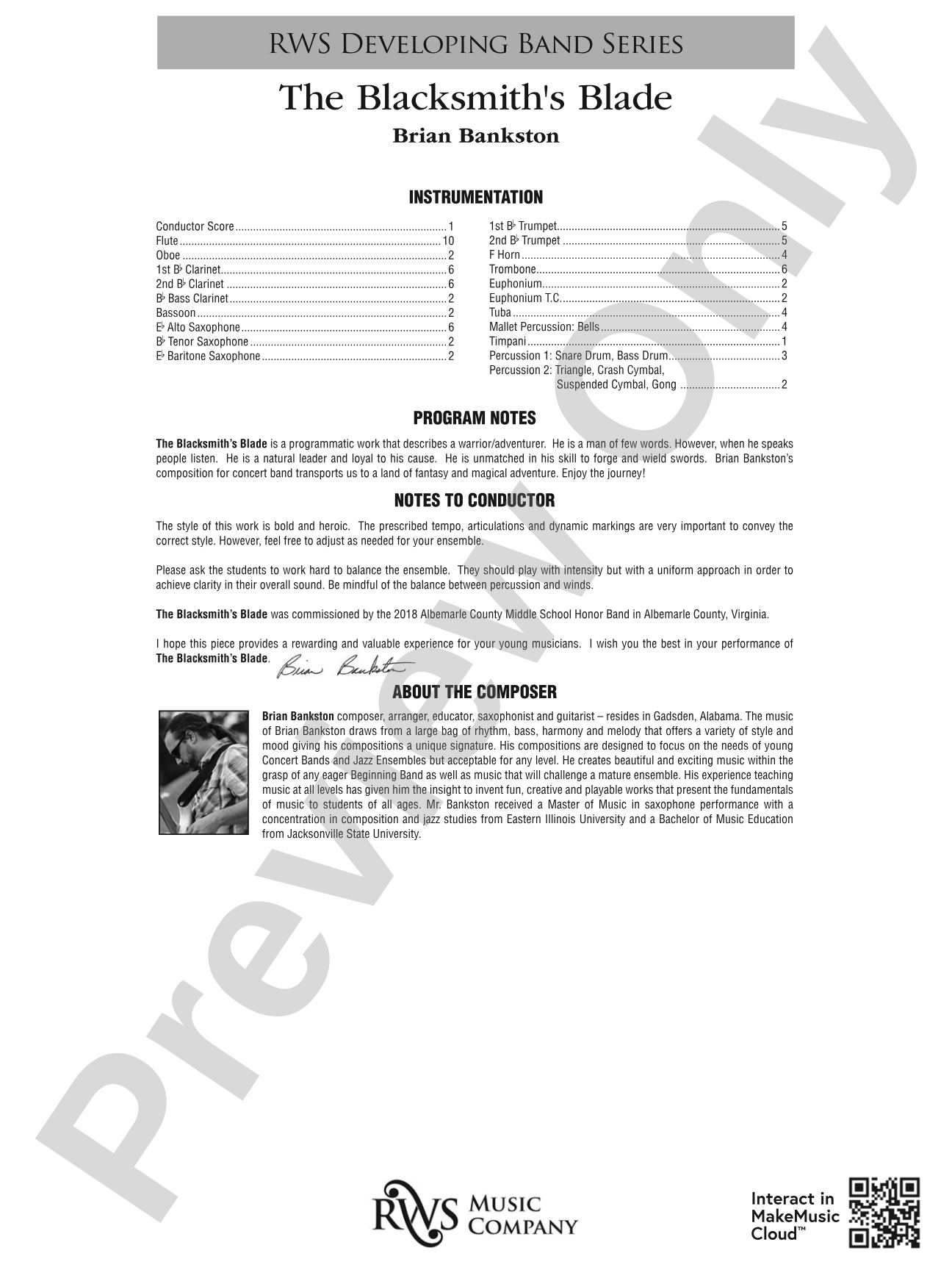 The Blacksmith's Blade: Concert Band Conductor Score & Parts