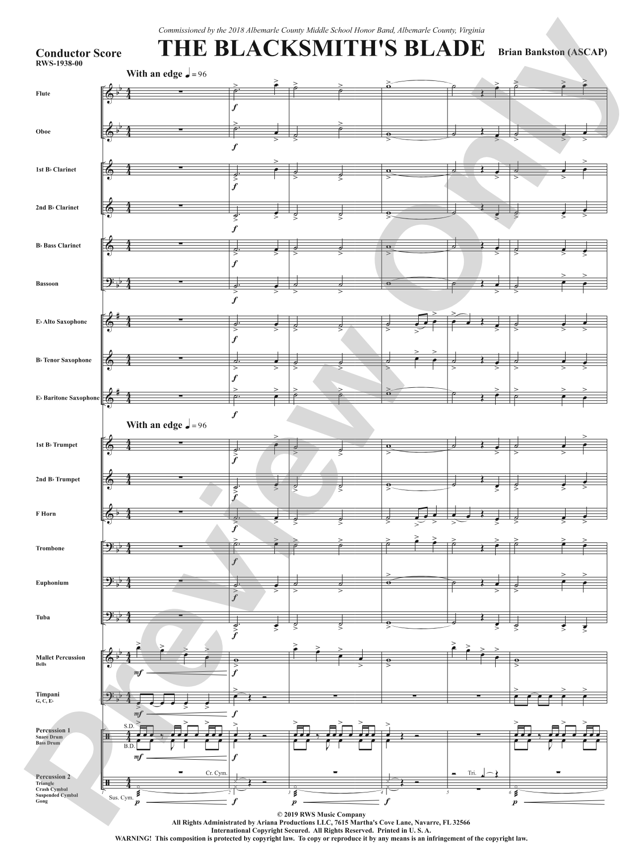 The Blacksmith's Blade: Concert Band Conductor Score & Parts